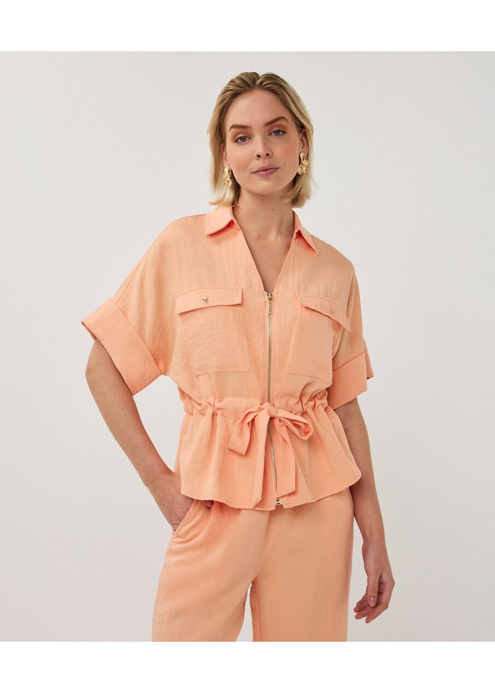 ESQUALO BLOUSE ZIPER FINE CRINKLE  BELLINI PS26.10038