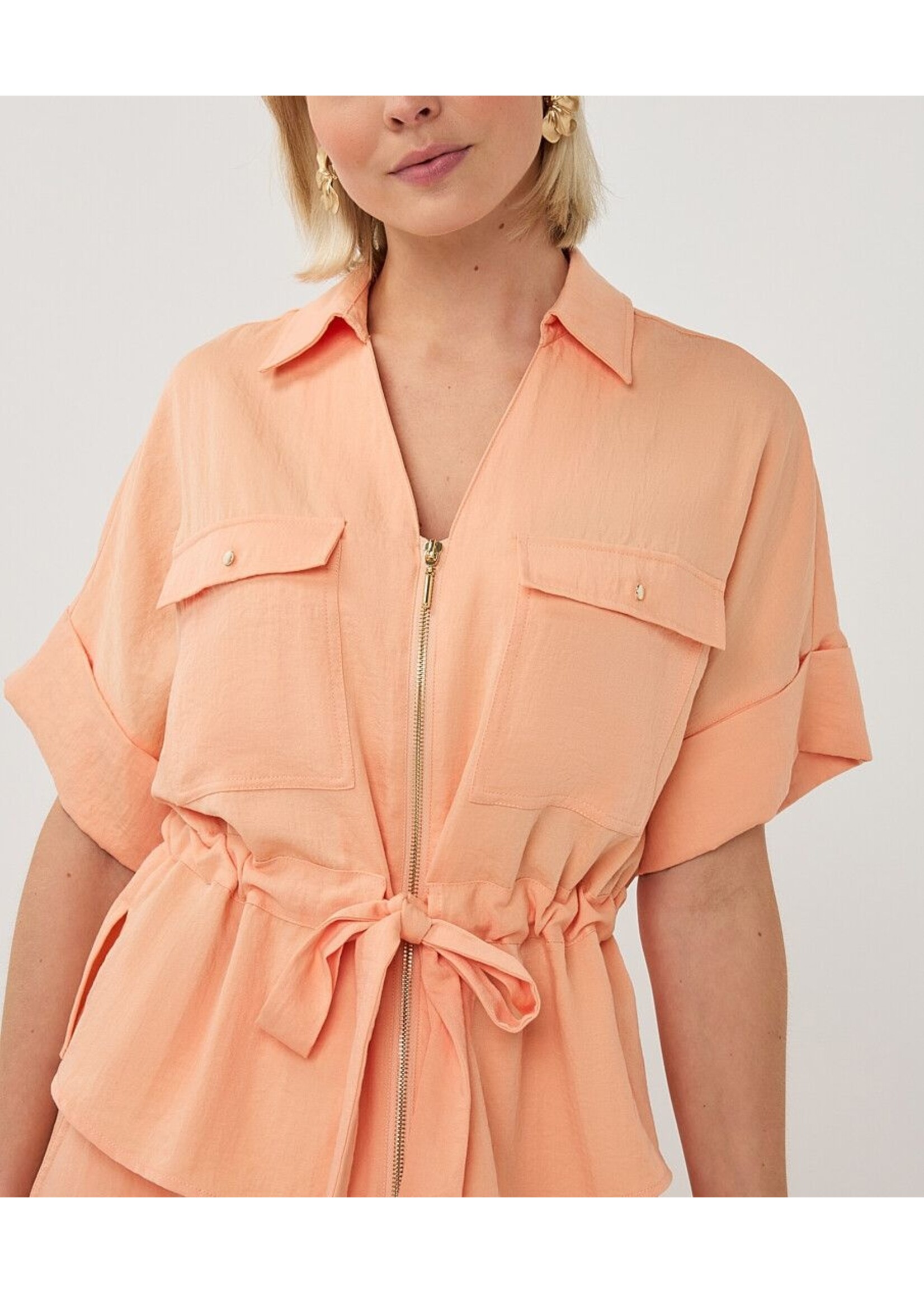 ESQUALO BLOUSE ZIPER FINE CRINKLE  BELLINI PS26.10038