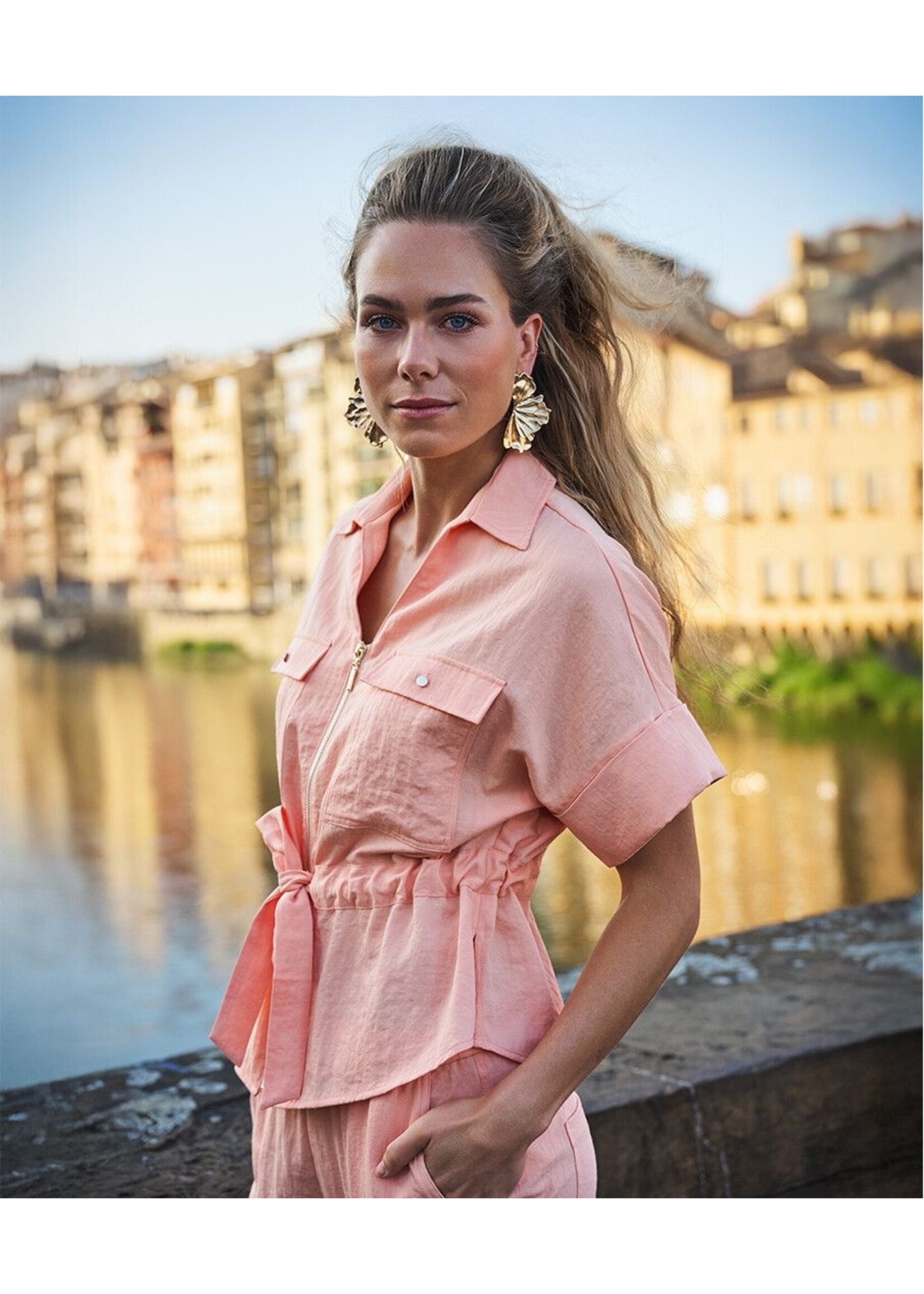 ESQUALO BLOUSE ZIPER FINE CRINKLE  BELLINI PS26.10038