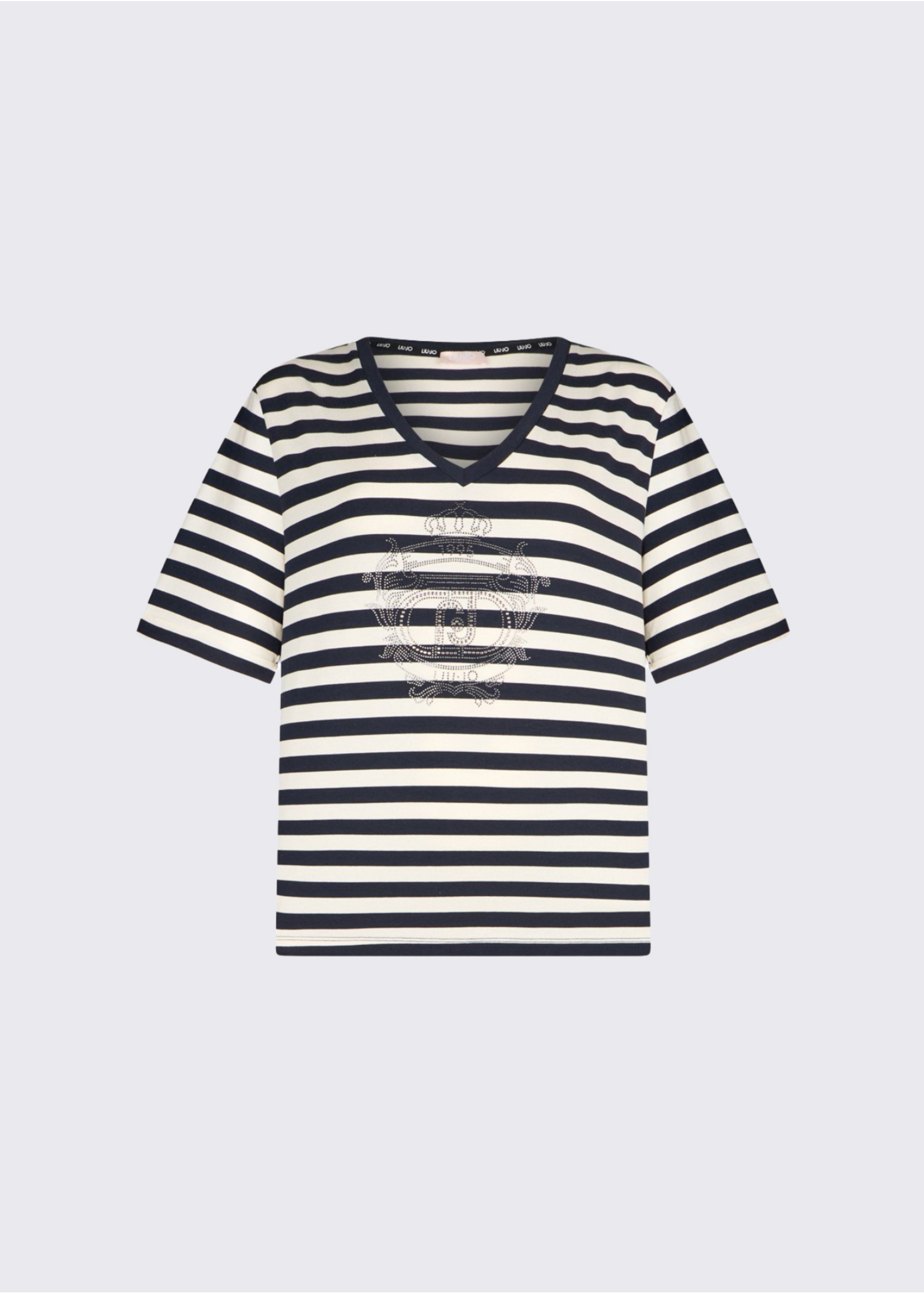 LIU JO JERSEY STRIPES TSHIRT WHITE MILK/BLUE TA6206-JS005