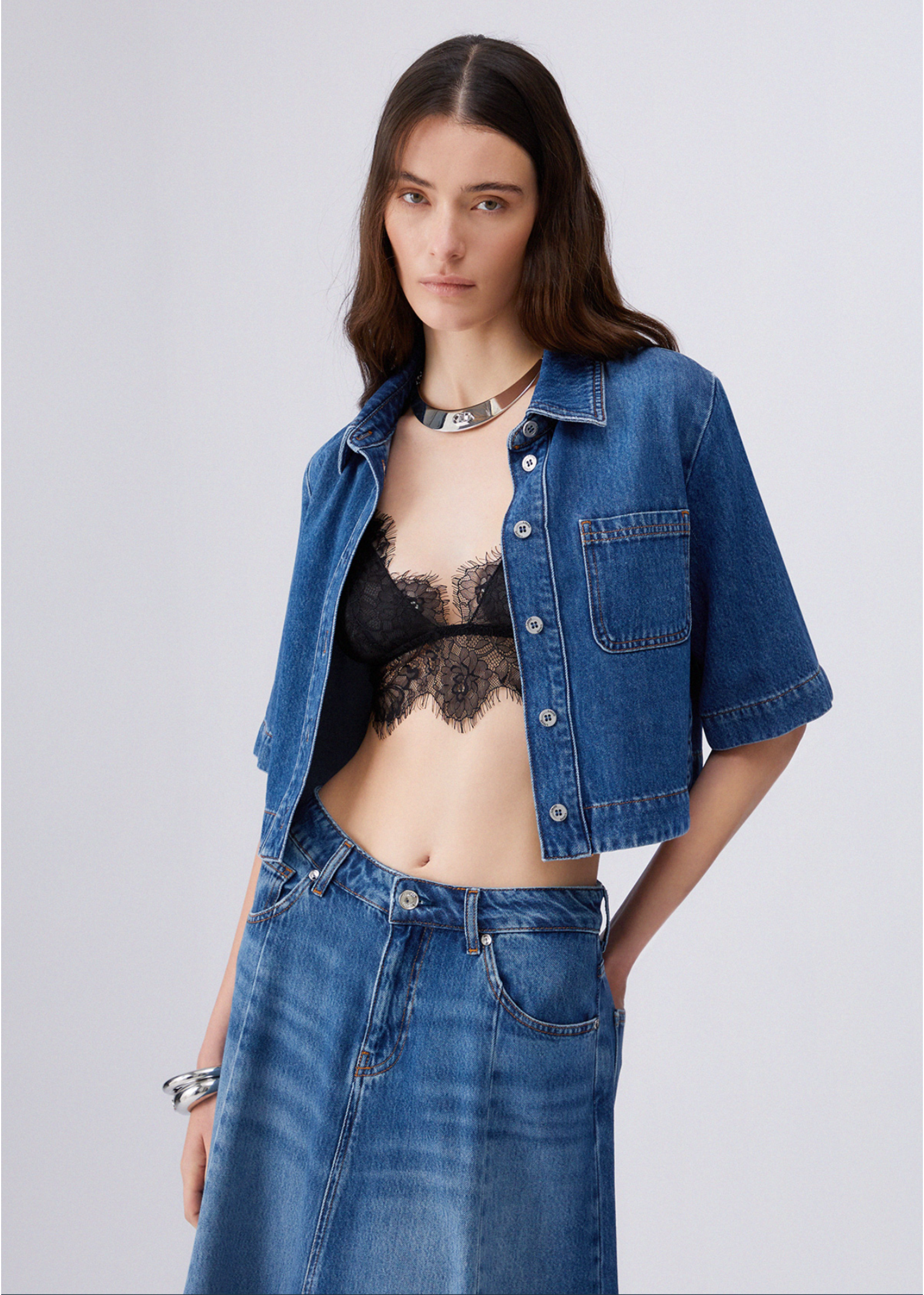 LIU JO JEANS JACKET SHORT SLEEVE DENIM BLUE UA6337 D0319