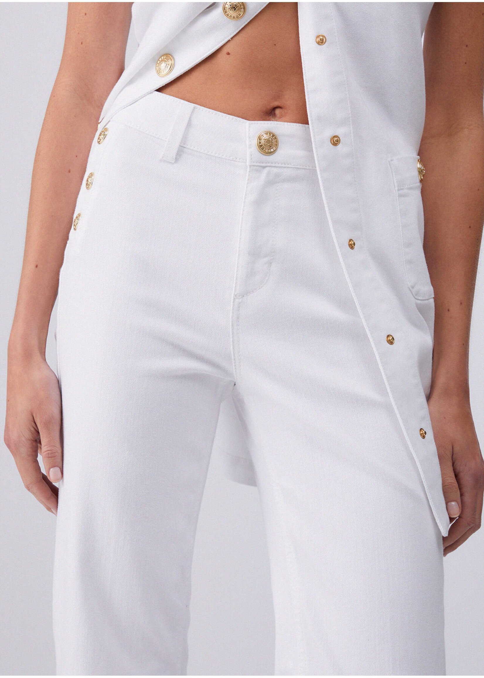 LIU JO PANTS COLOR JEWEL BUTTON BIANCO LATTE UA6162 T456A