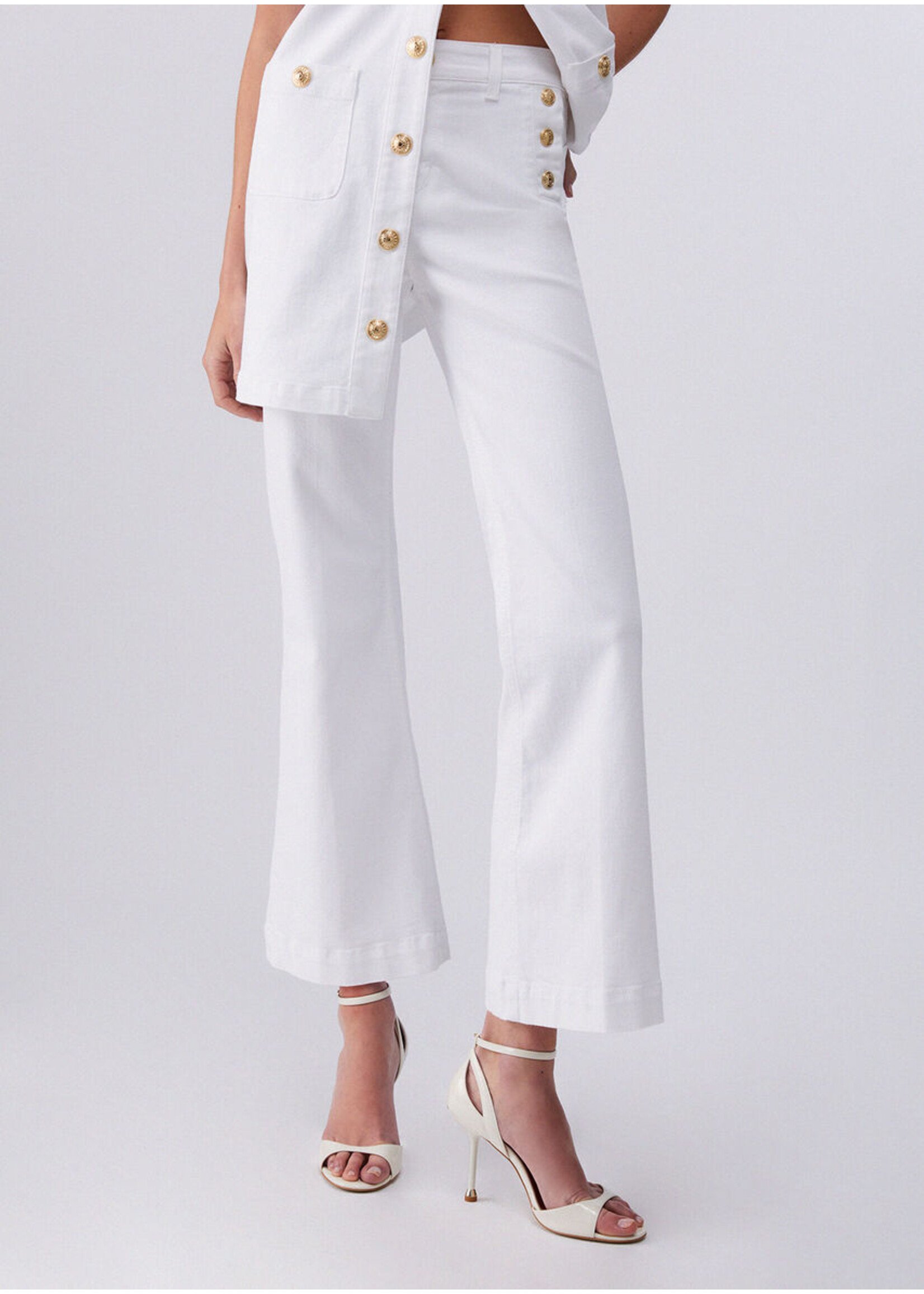 LIU JO PANTS COLOR JEWEL BUTTON BIANCO LATTE UA6162 T456A