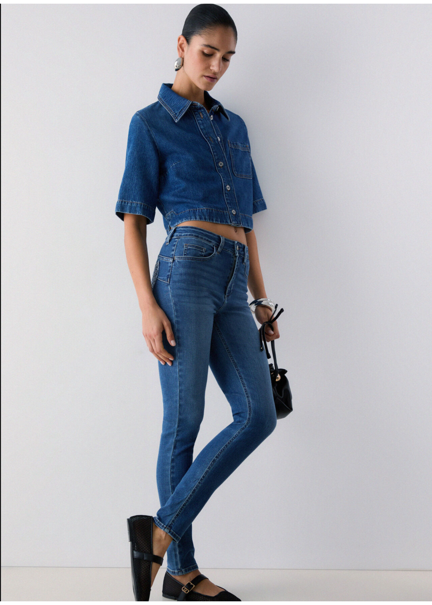 LIU JO PANTS STRAS BLUE ROCKET UA6013 D0305