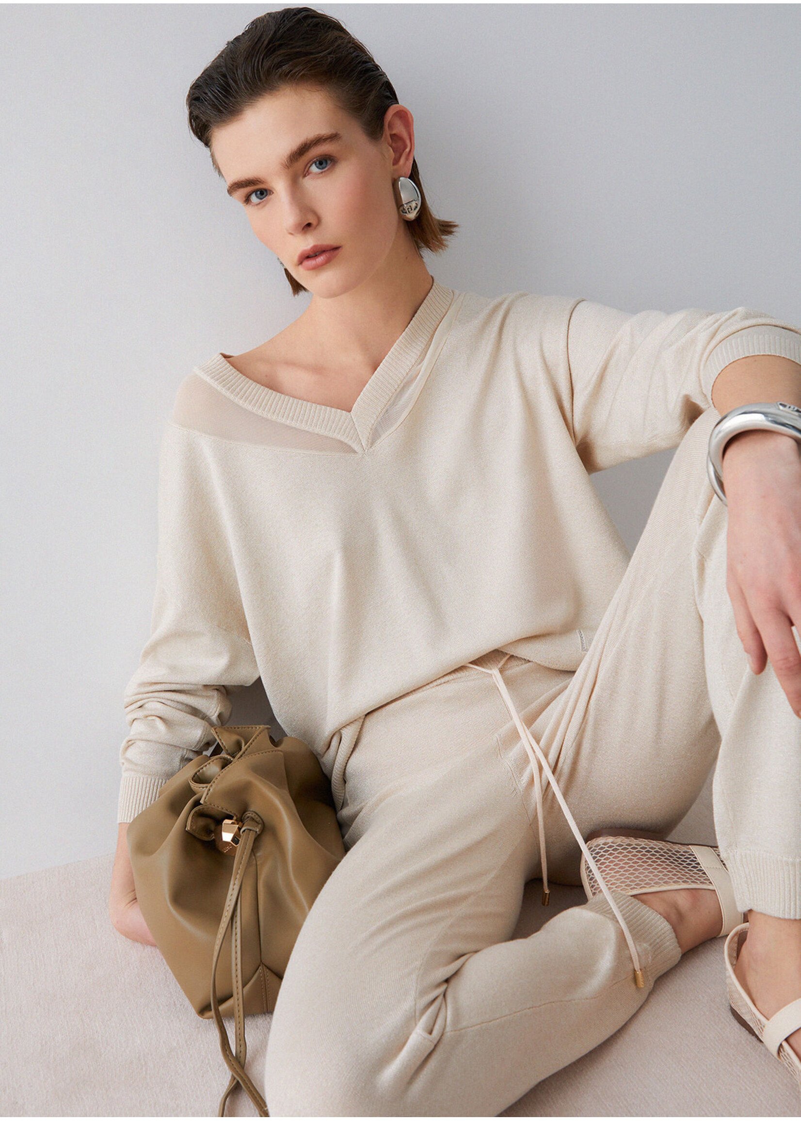 LIU JO SWEATER LUREX CHAMPAGNE TA6244 MS491