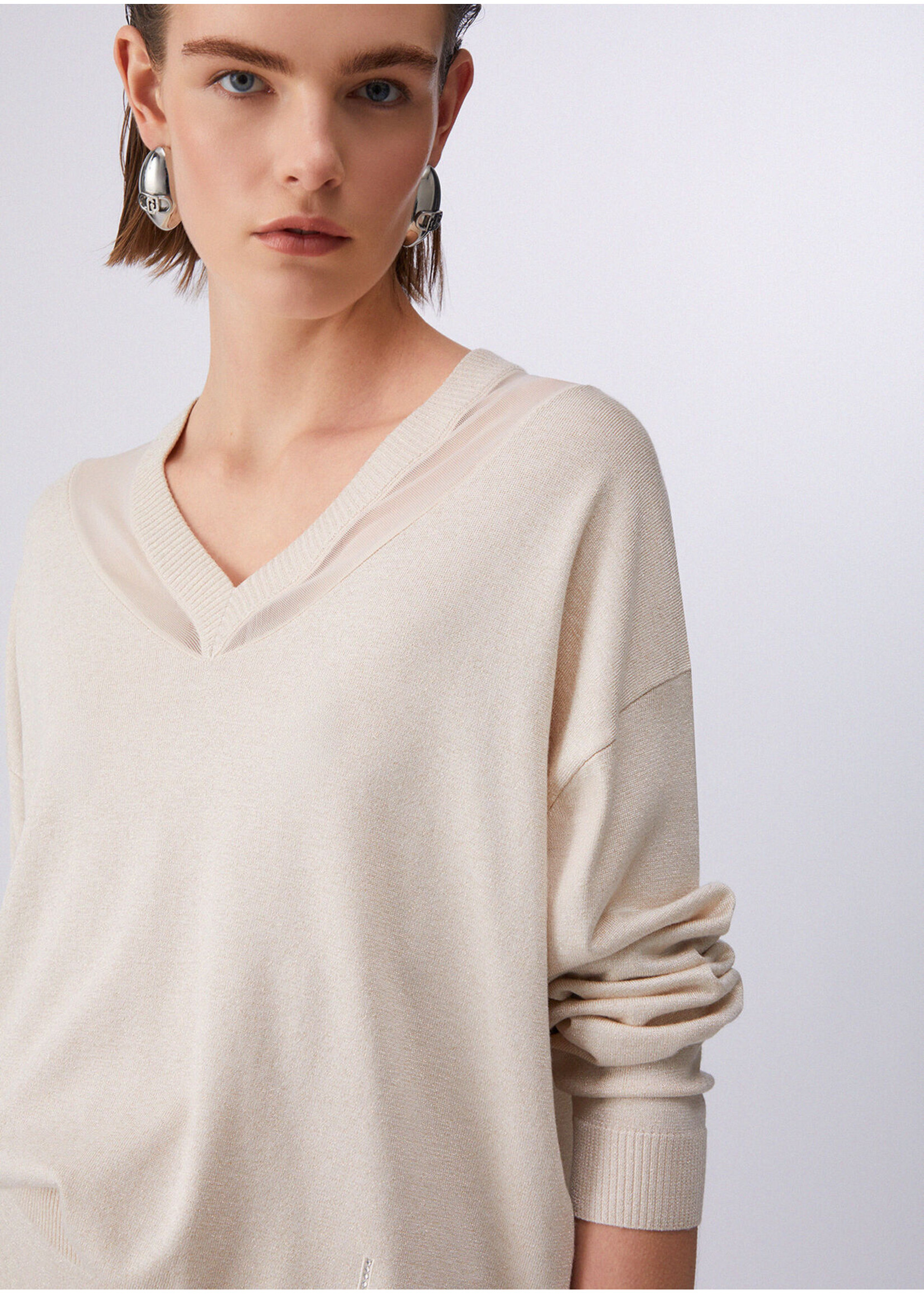 LIU JO SWEATER LUREX CHAMPAGNE TA6244 MS491