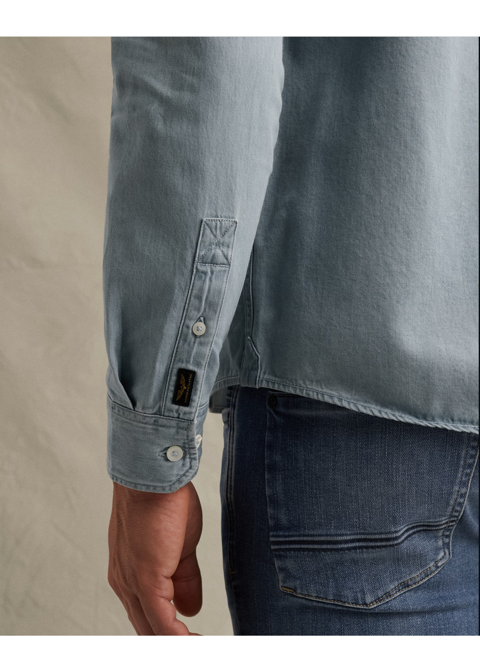 PME-Legend LONG SLEEVE SHIRT LIGHT BLEACH DENIM PSI2602238