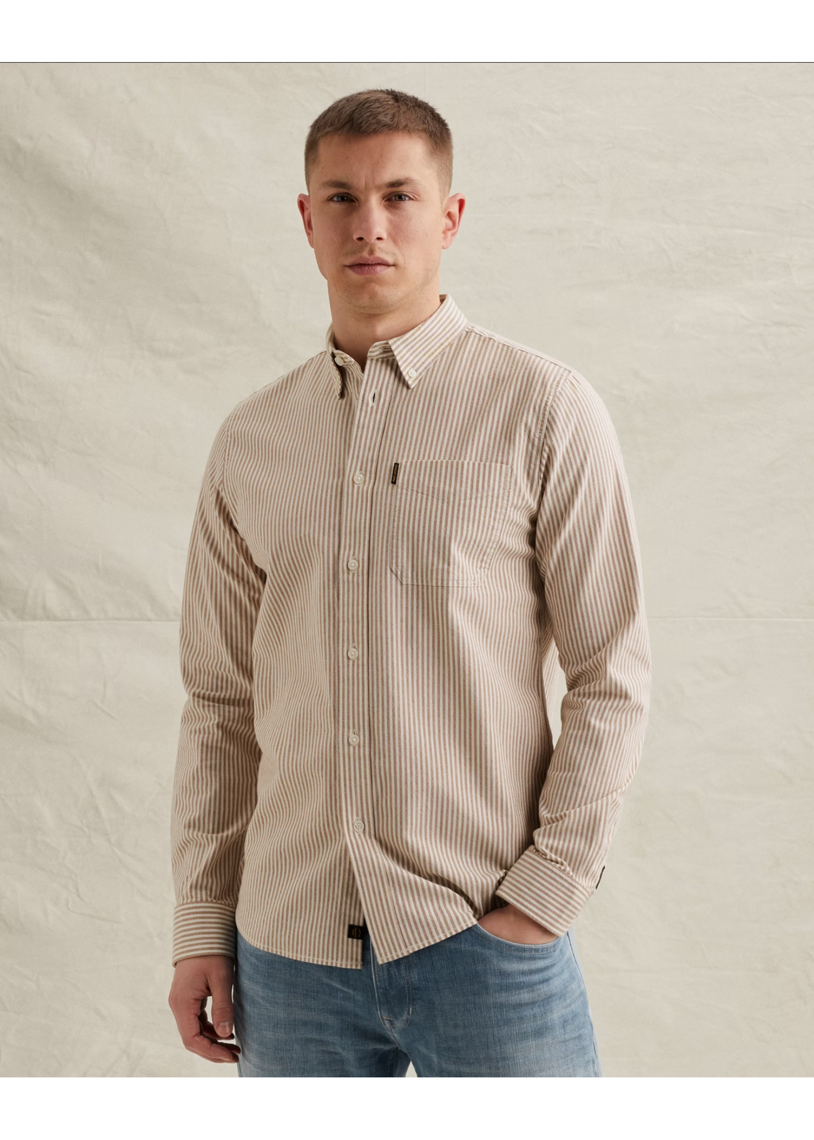 PME-Legend LONG SLEEVE SHIRT STRIPE GLAZED GINGER PSI2602216