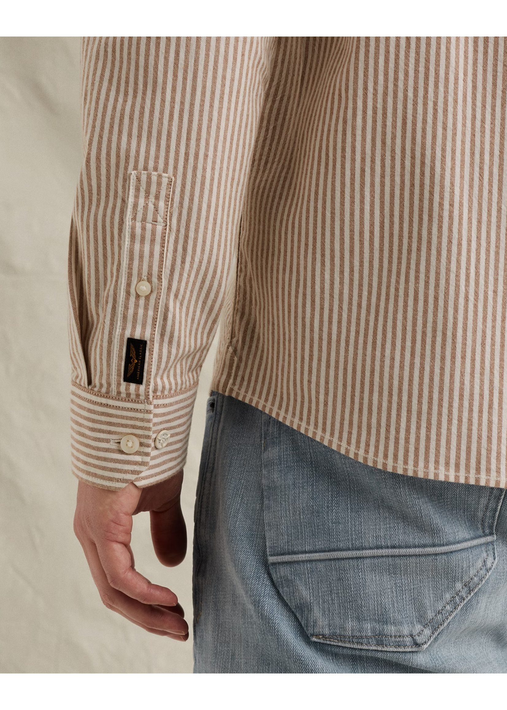 PME-Legend LONG SLEEVE SHIRT STRIPE GLAZED GINGER PSI2602216