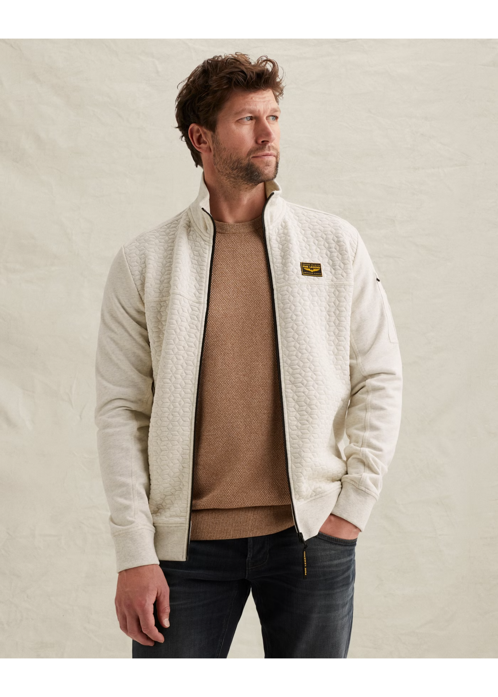 PME-Legend ZIP JACKET JACQAURD BONE WHITE PSW2602475-910