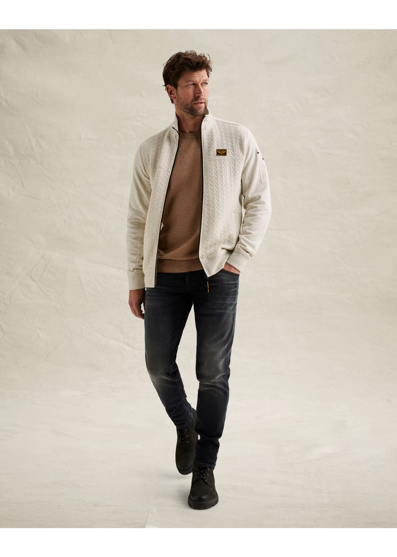 PME-Legend ZIP JACKET JACQAURD BONE WHITE PSW2602475-910