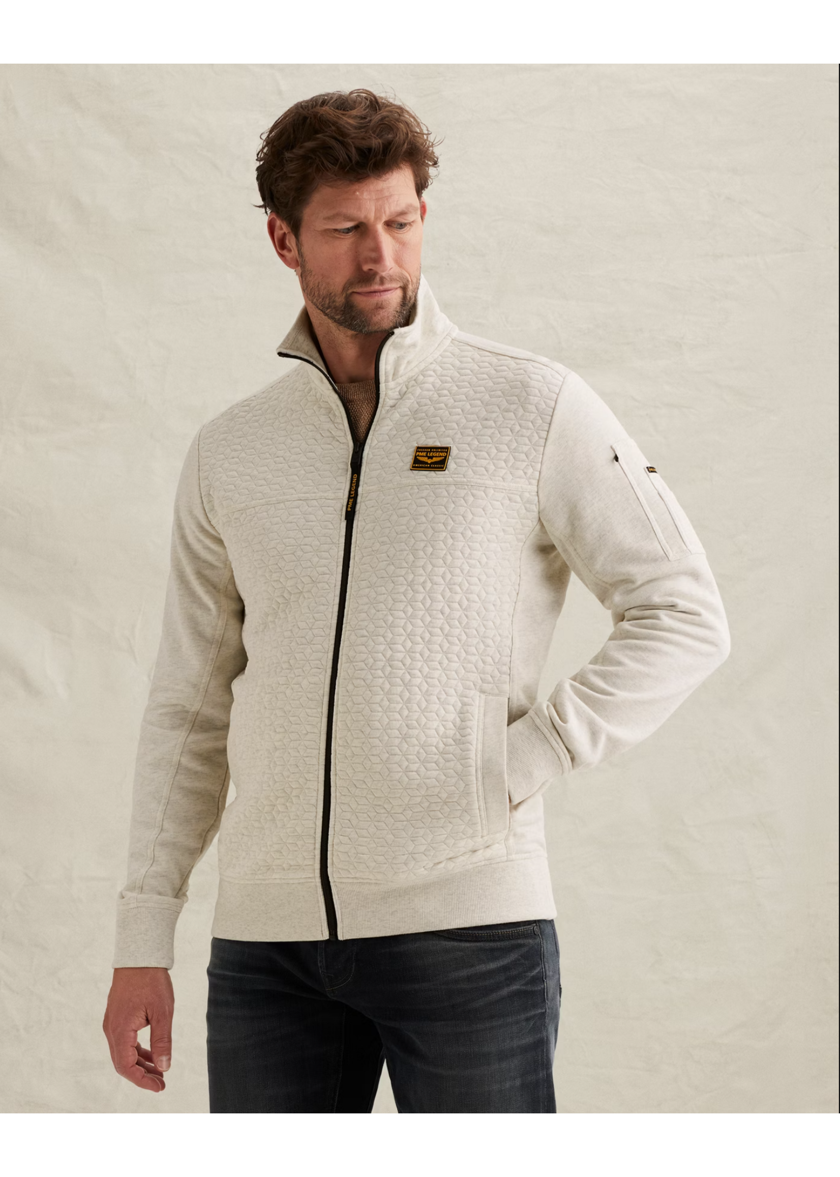 PME-Legend ZIP JACKET JACQAURD BONE WHITE PSW2602475-910