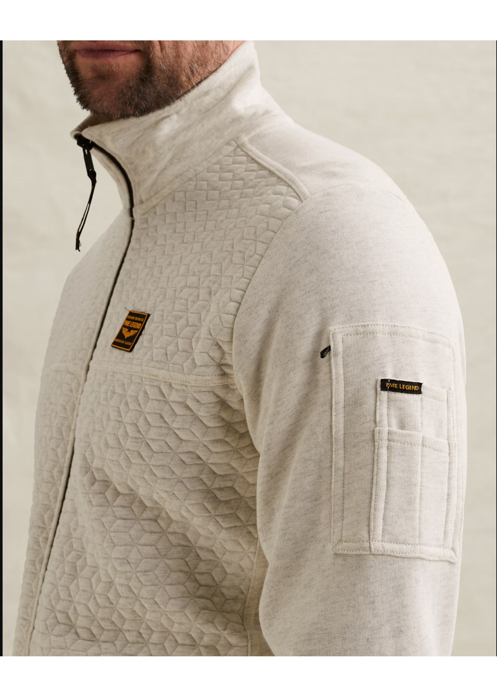 PME-Legend ZIP JACKET JACQAURD BONE WHITE PSW2602475-910