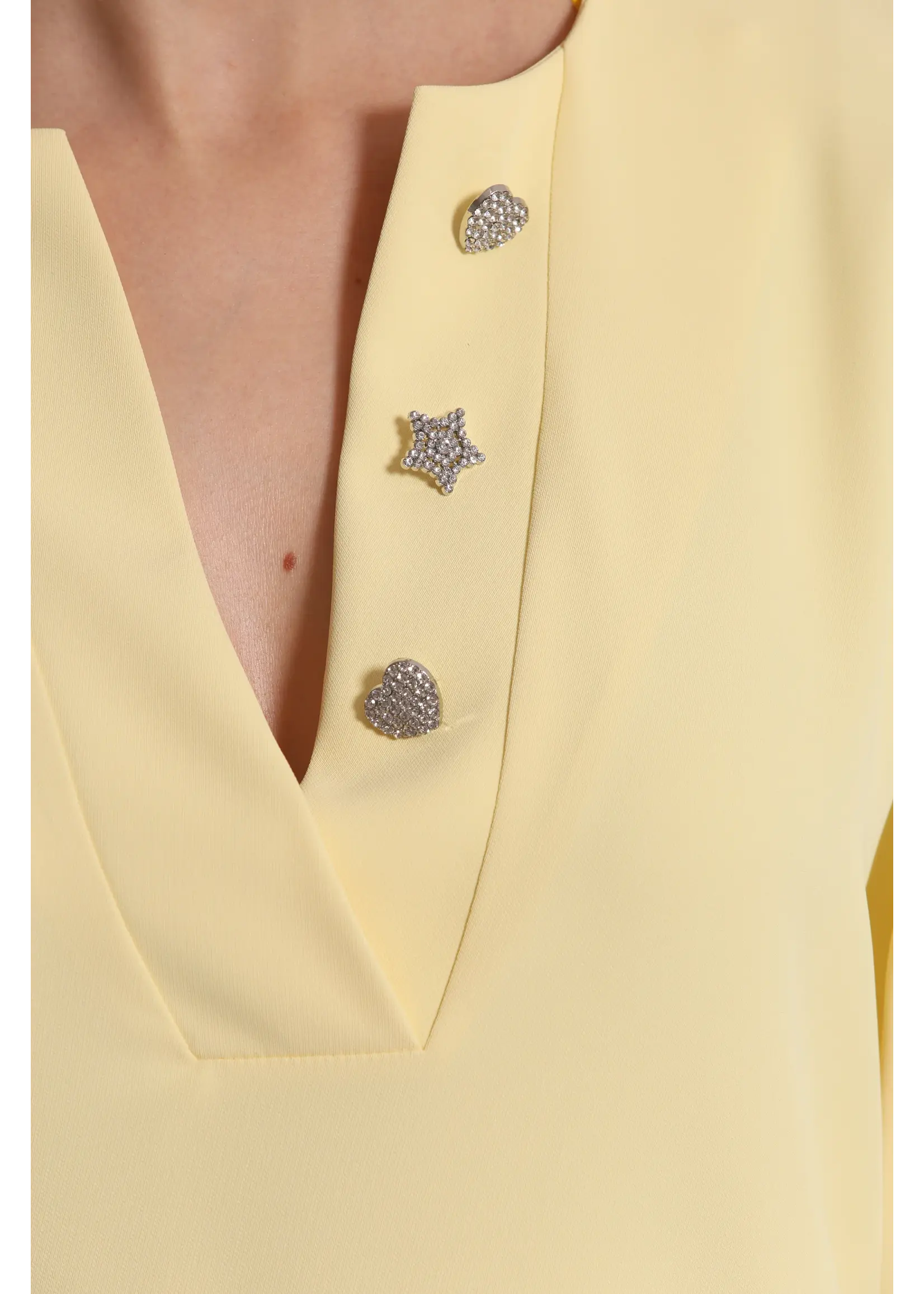 MIMI MUA DRESS YELLOW DIAMOND BUTTON EGAO-4469