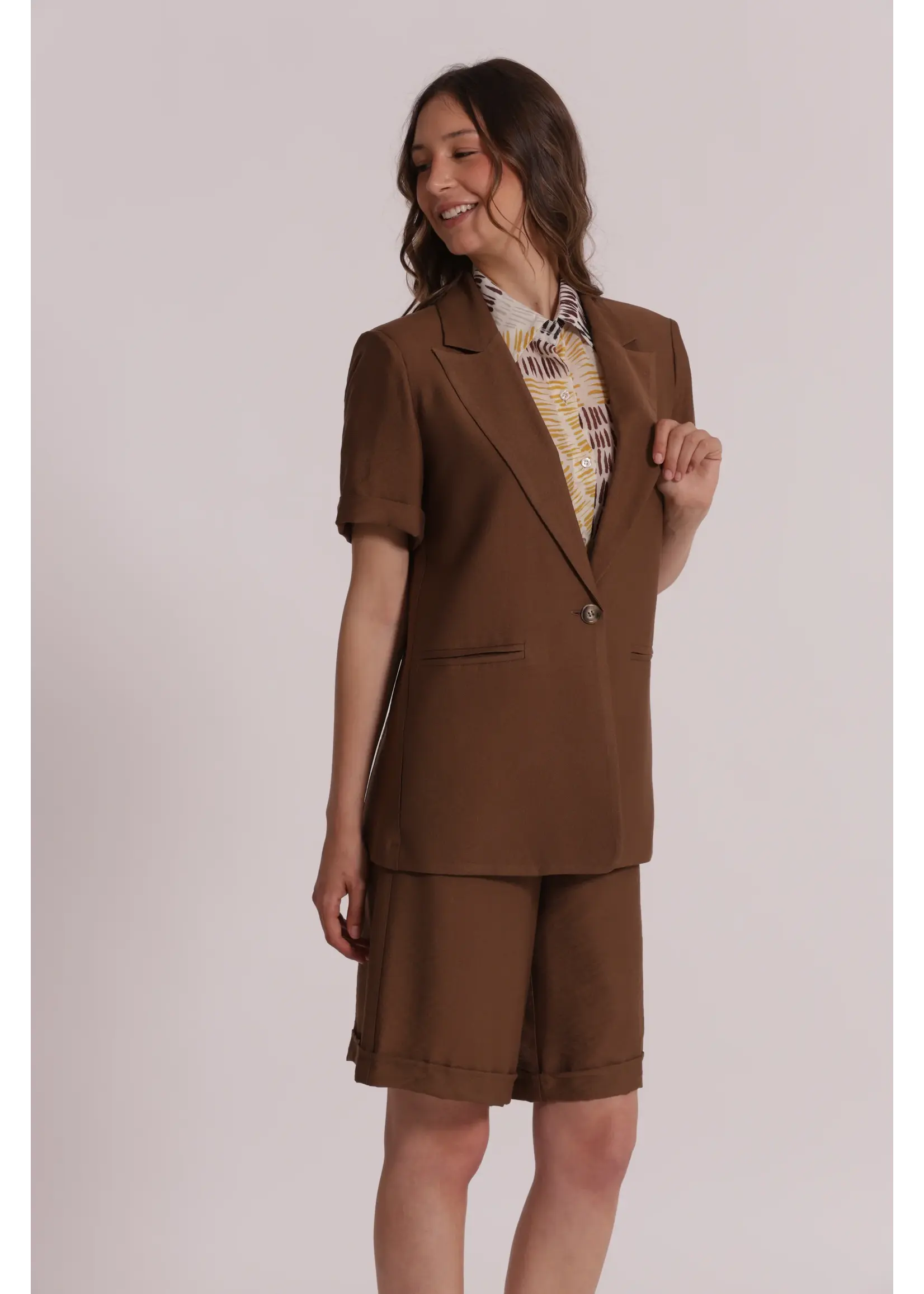 MIMI MUA BLAZER SHORT SLEEVE CHOCOLAT MIAO-6653