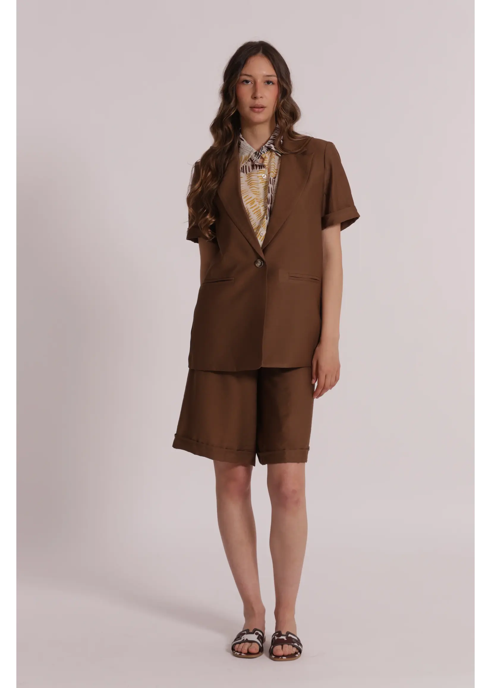 MIMI MUA BLAZER SHORT SLEEVE CHOCOLAT MIAO-6653