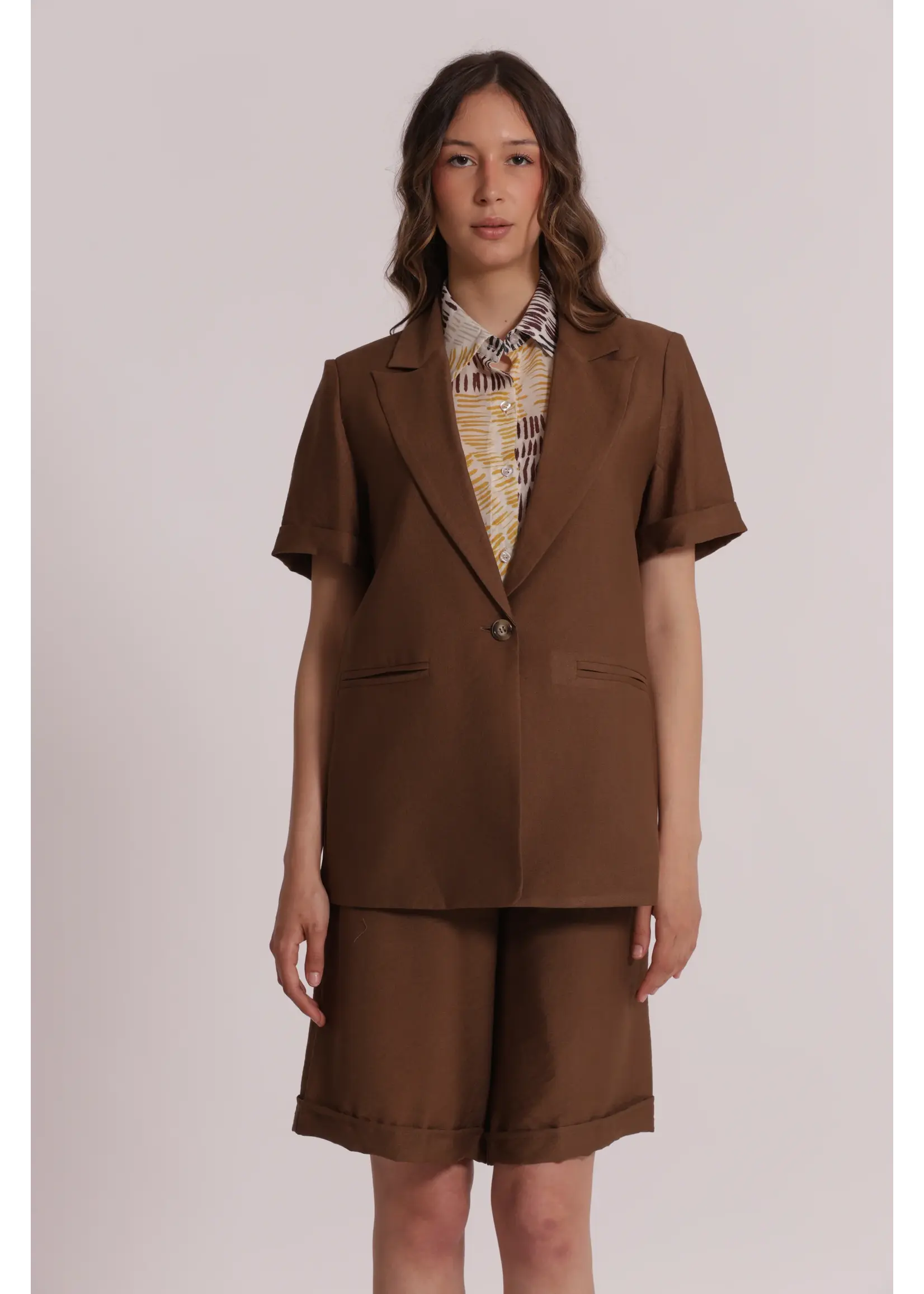 MIMI MUA BLAZER SHORT SLEEVE CHOCOLAT MIAO-6653