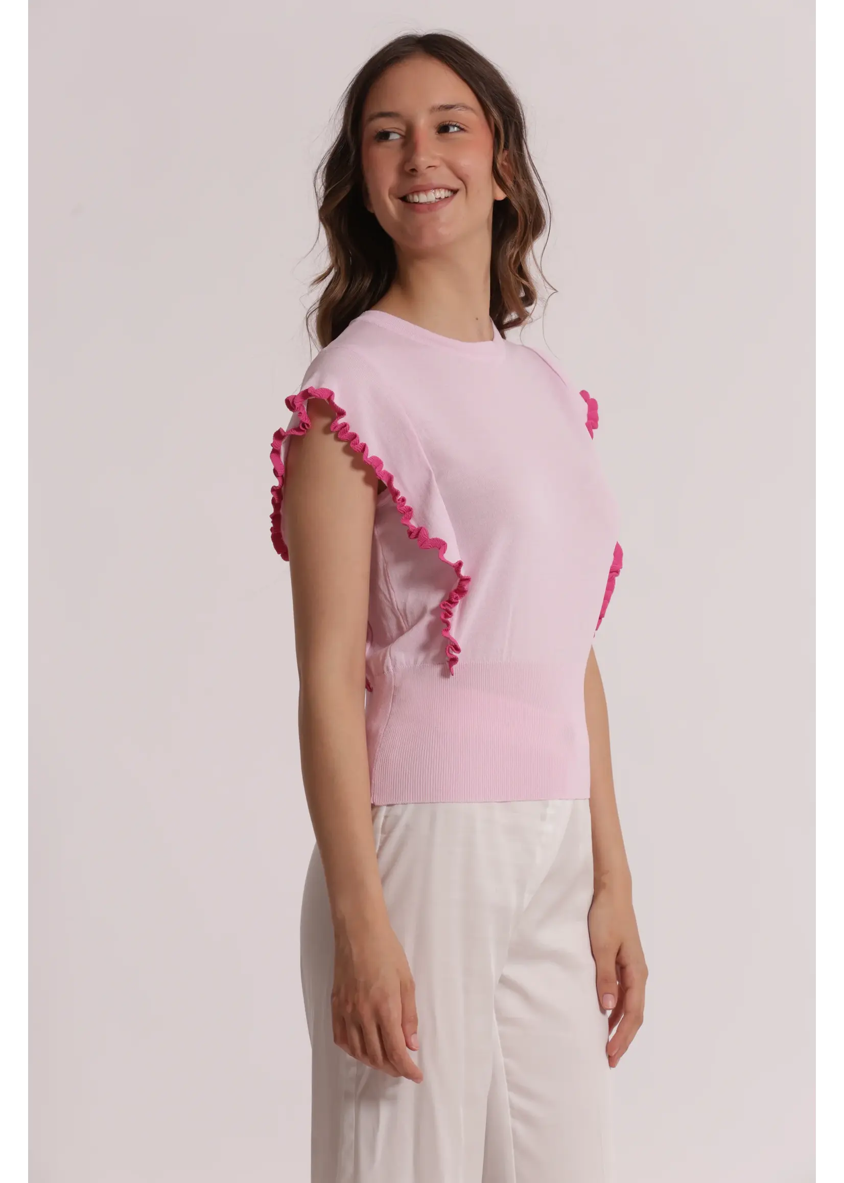 MIMI MUA BLOUSE SPECIAL SLEEVES PINK AFAO-3773