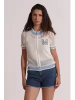 MIMI MUA VEST CROCHET WITH ZIP WHITE/BLUE