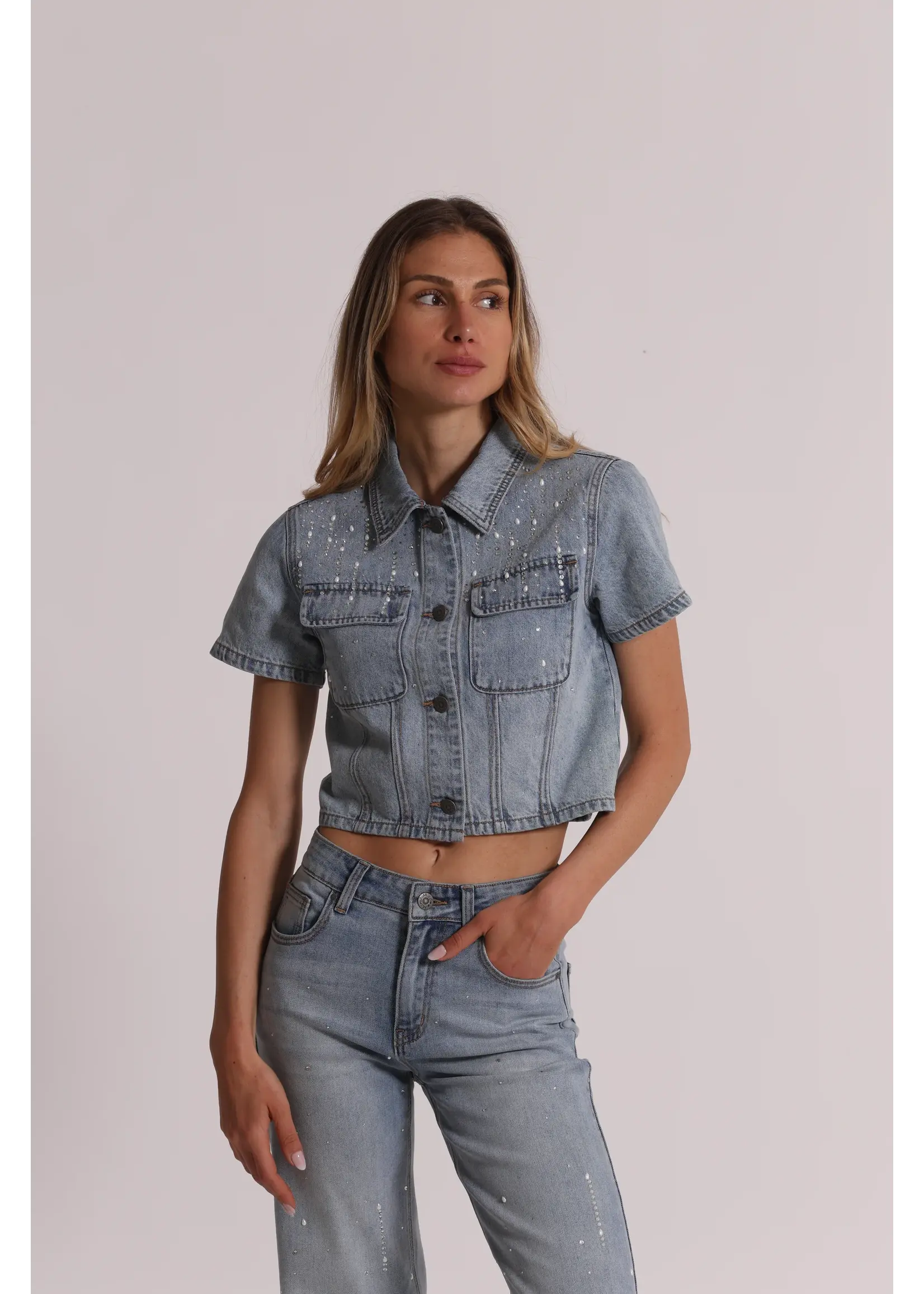MIMI MUA VEST WITH DIAMONDS JEANS ZDAO-6634