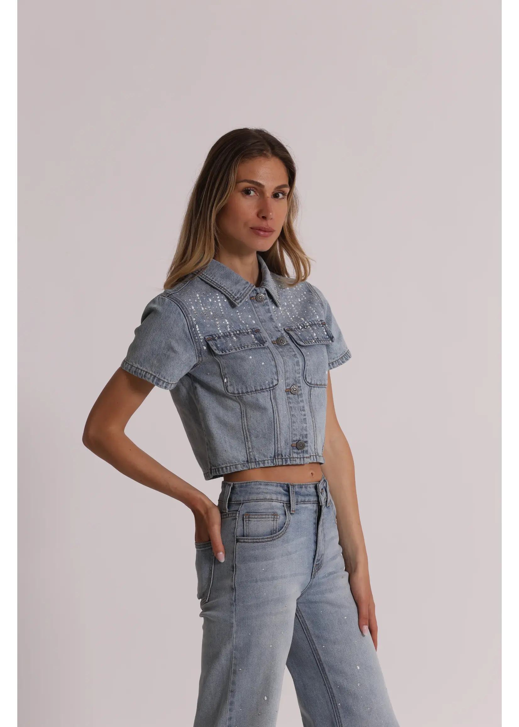 MIMI MUA VEST WITH DIAMONDS JEANS ZDAO-6634