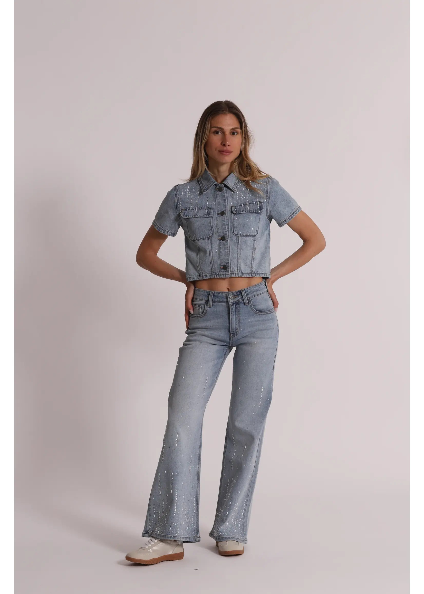 MIMI MUA VEST WITH DIAMONDS JEANS ZDAO-6634