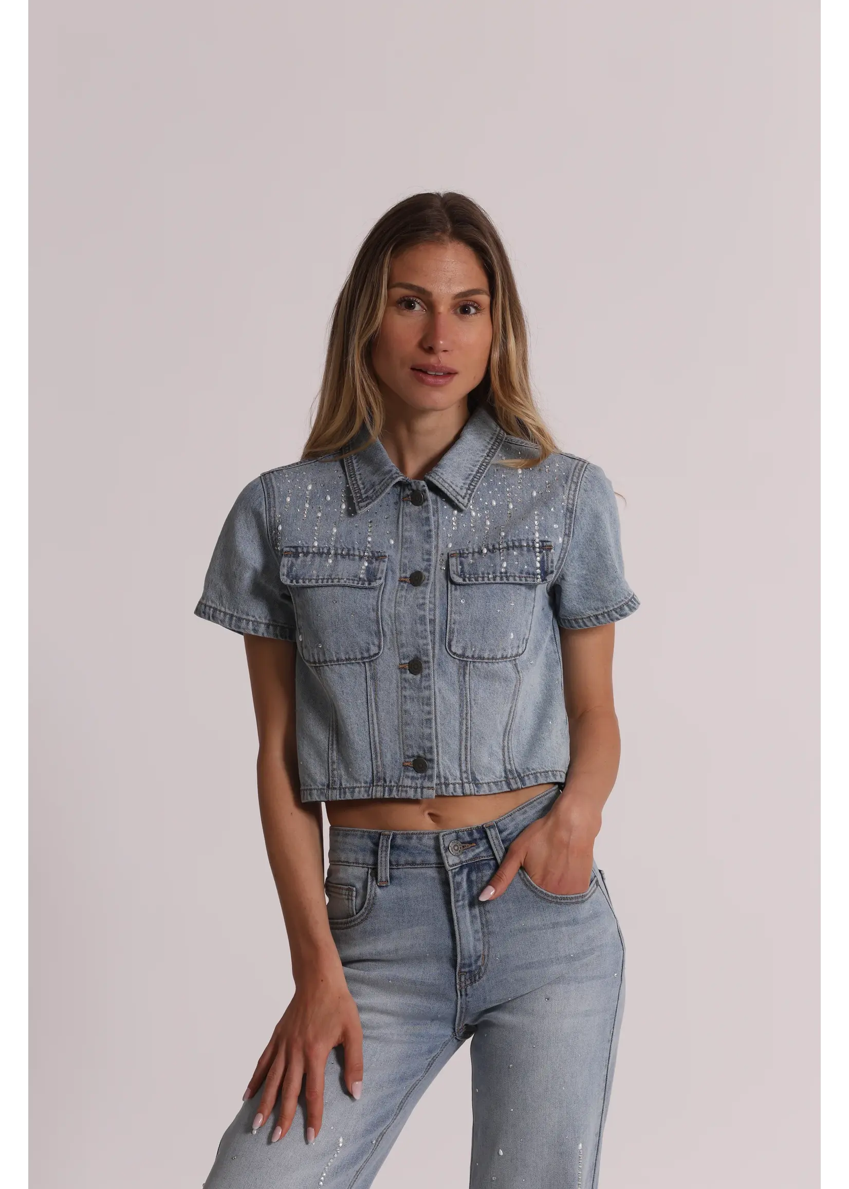 MIMI MUA VEST WITH DIAMONDS JEANS ZDAO-6634