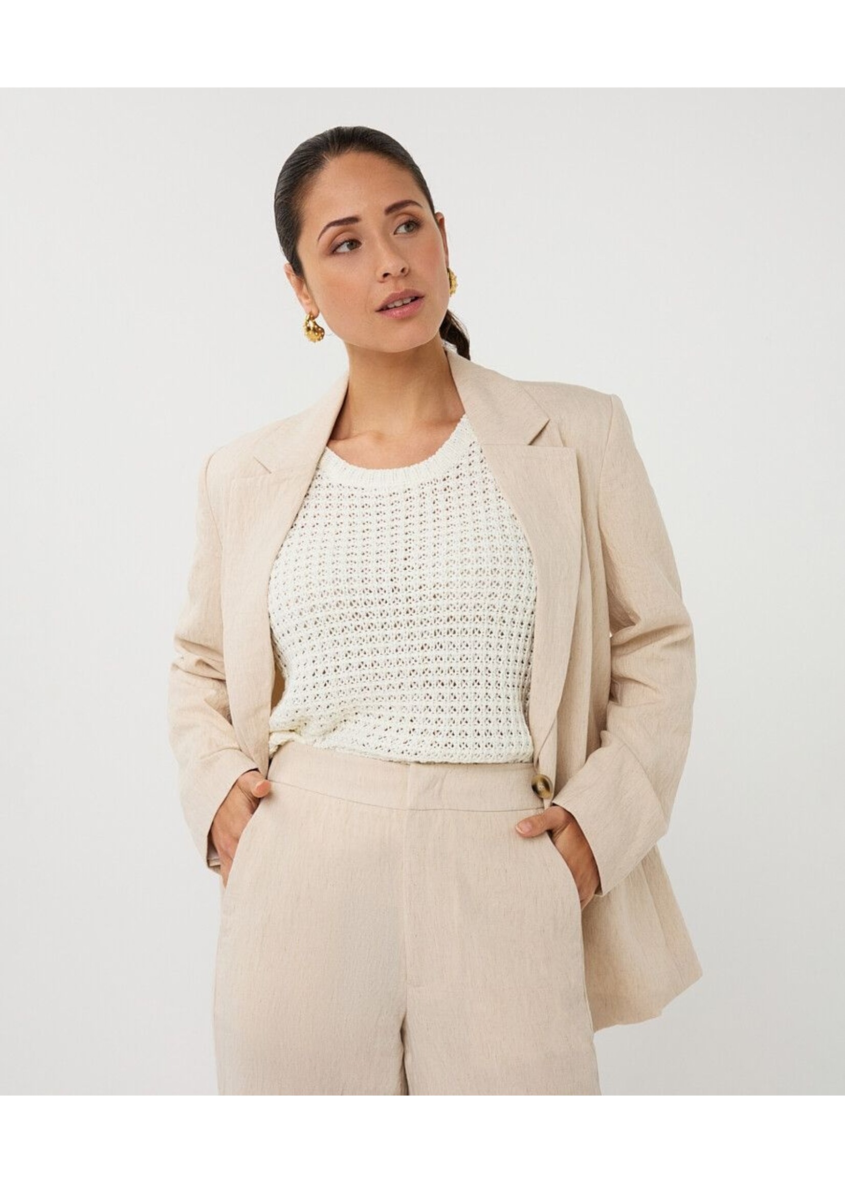 ESQUALO BLAZER OVERSIZED LINEN NATURAL PS26.17000