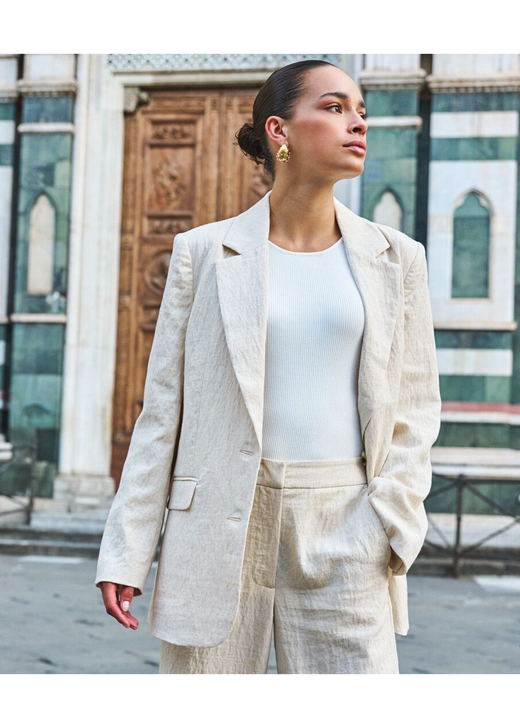 ESQUALO BLAZER OVERSIZED LINEN NATURAL PS26.17000