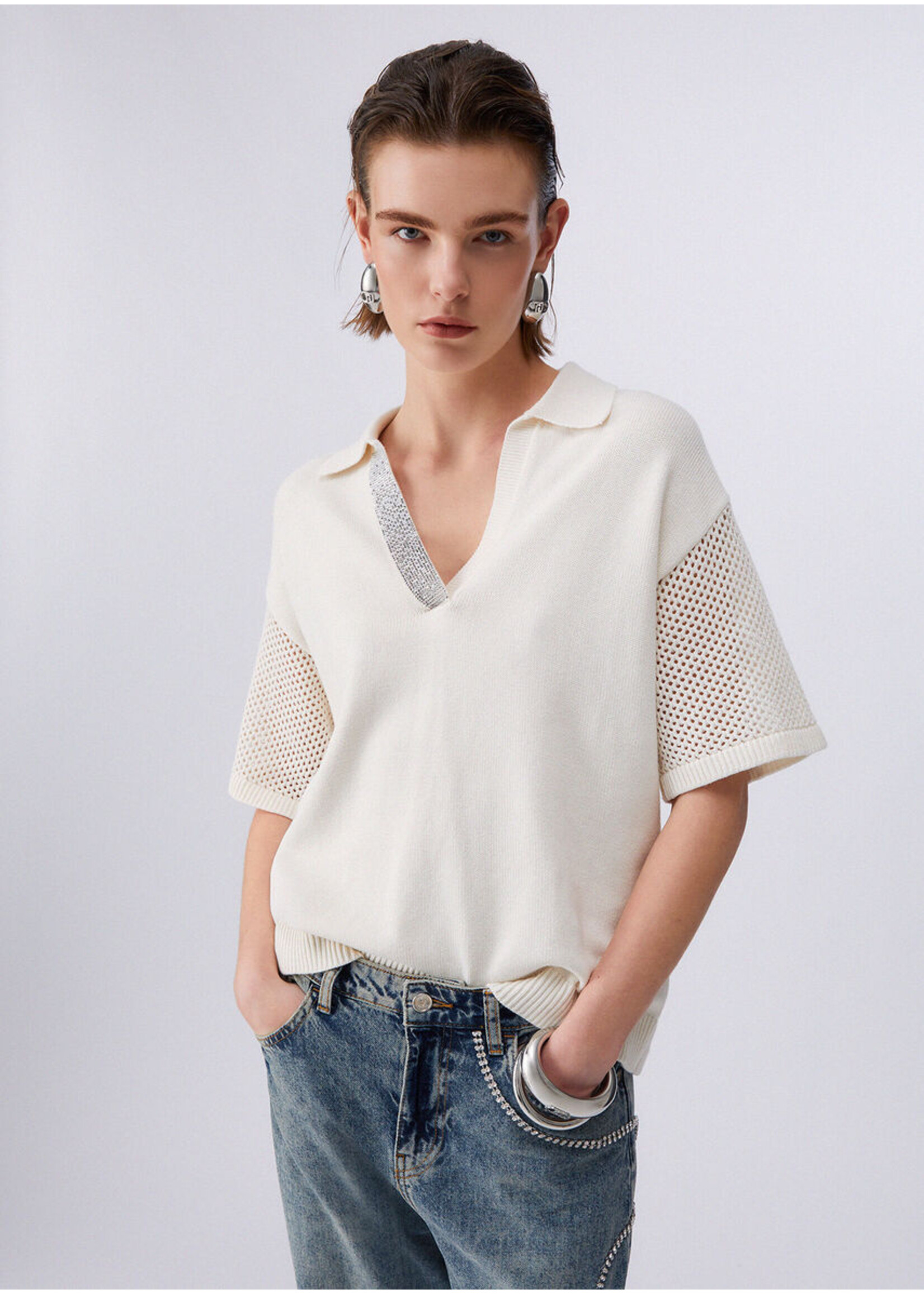 LIU JO SWEATER DELAVATA WHITE MILK TA6110-MS71G