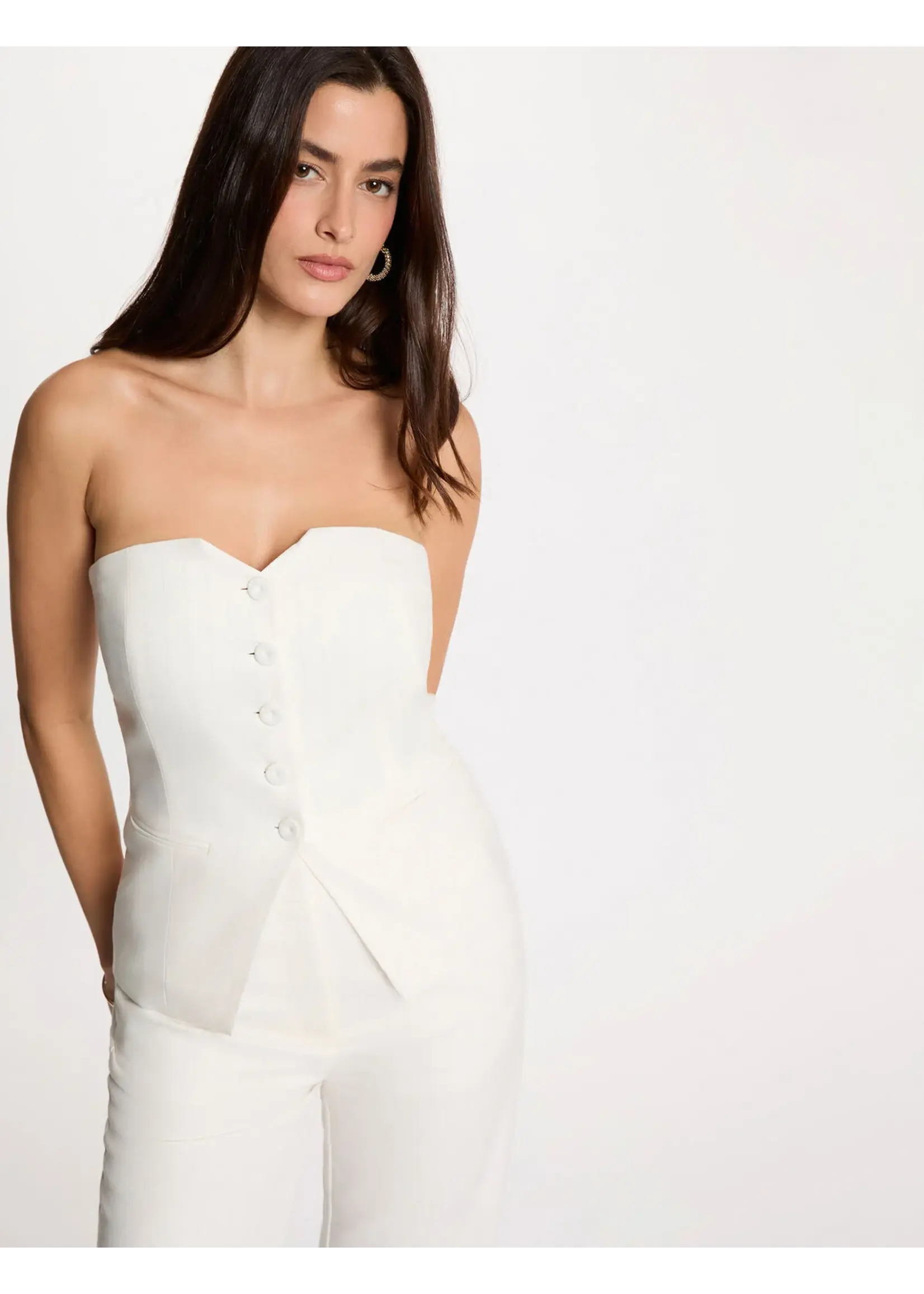 MORGAN TOP STRAPLES BUTTON WHITE 261-CPANA