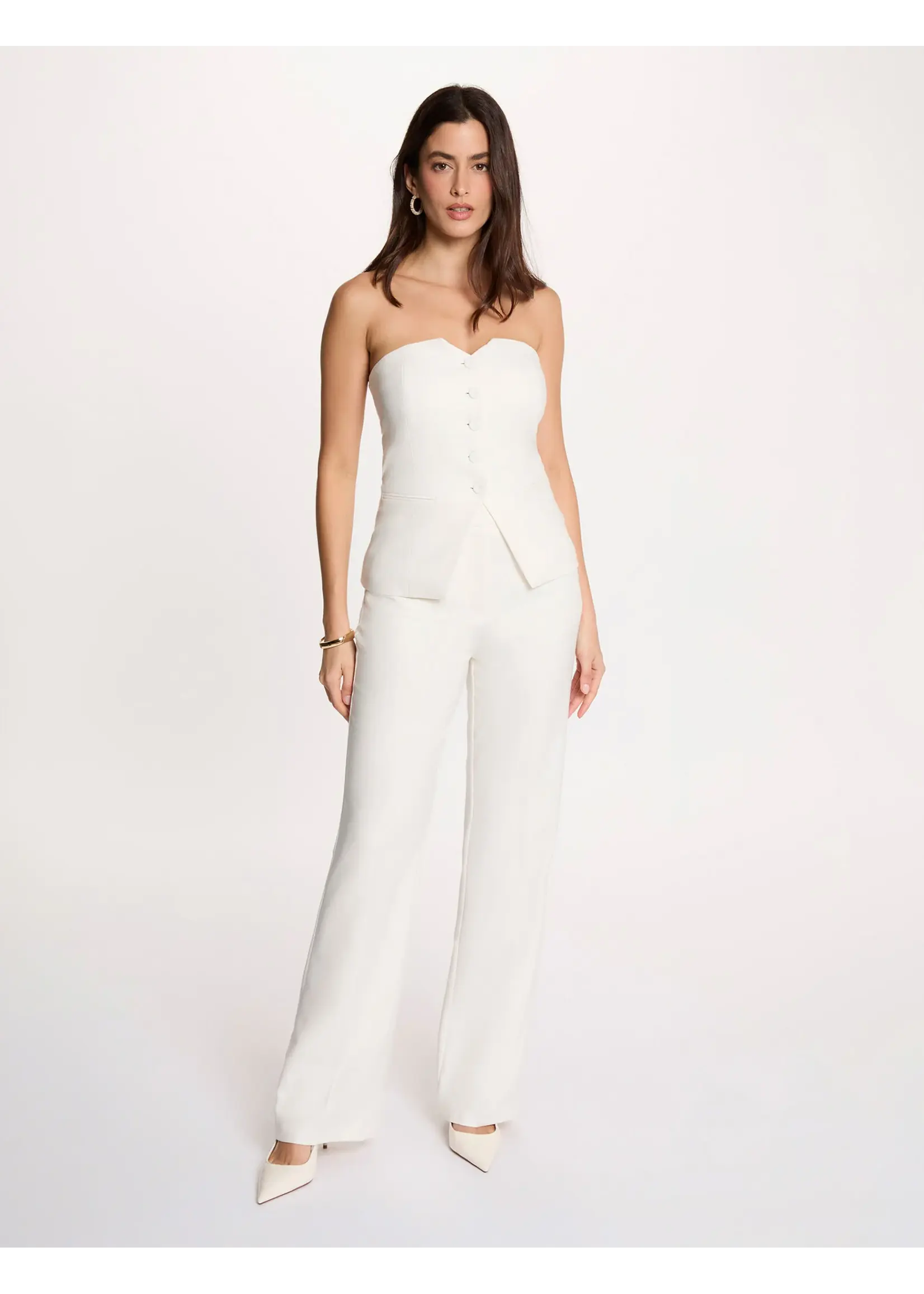 MORGAN TOP STRAPLES BUTTON WHITE 261-CPANA