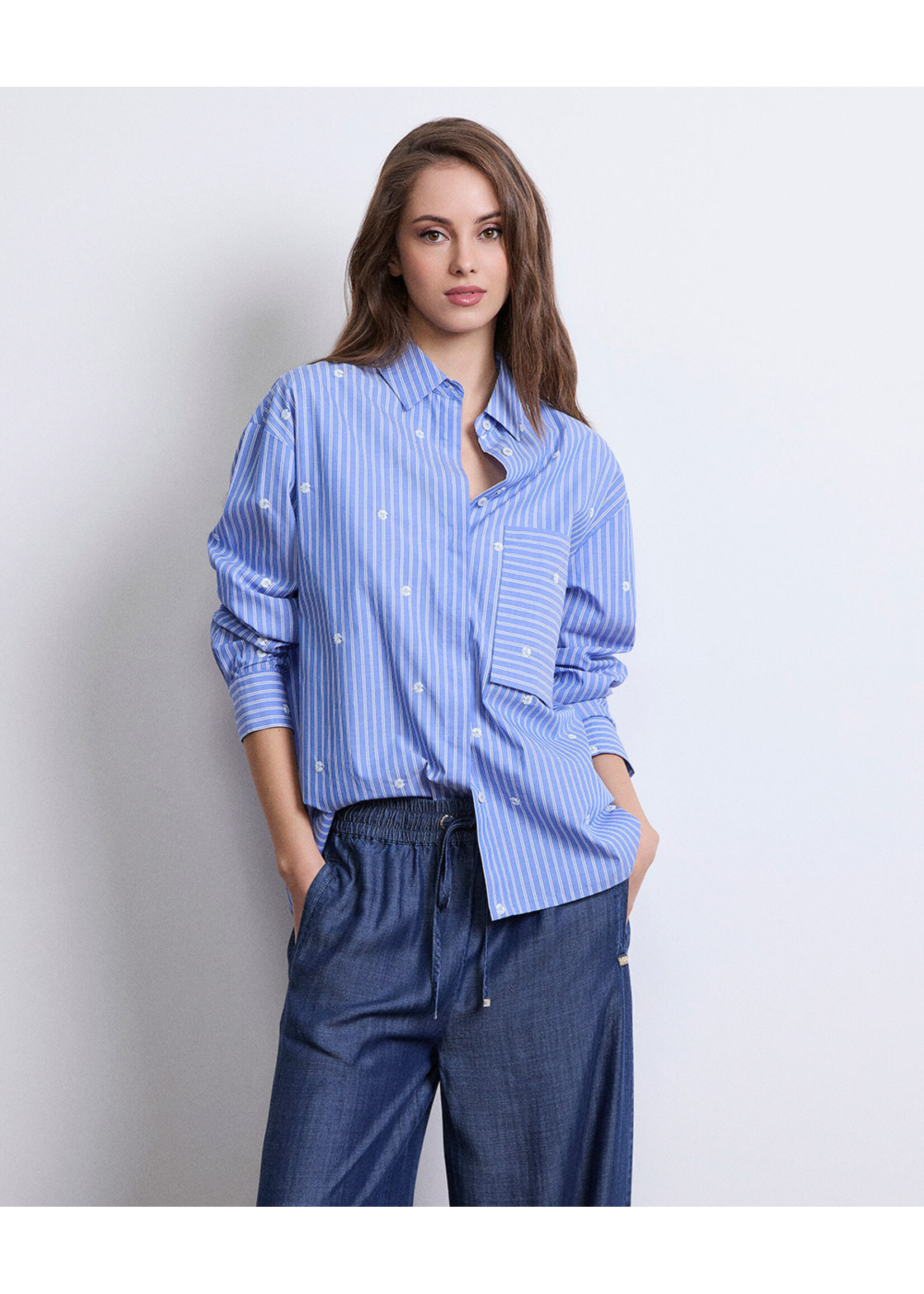 MARKUP STRIPED POPLIN SHIRT BLUE/WHITE MW1630002