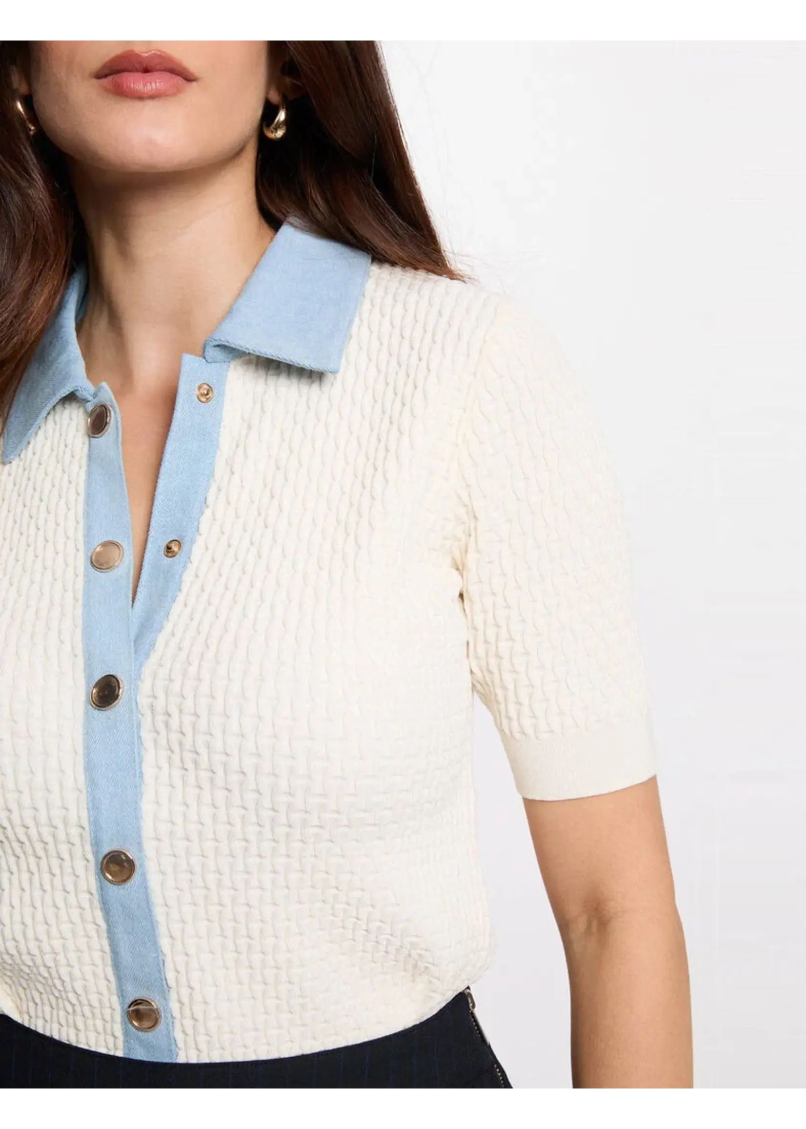 MORGAN VEST SHORT SLEEVE IVOIRE 241-MBIANCA