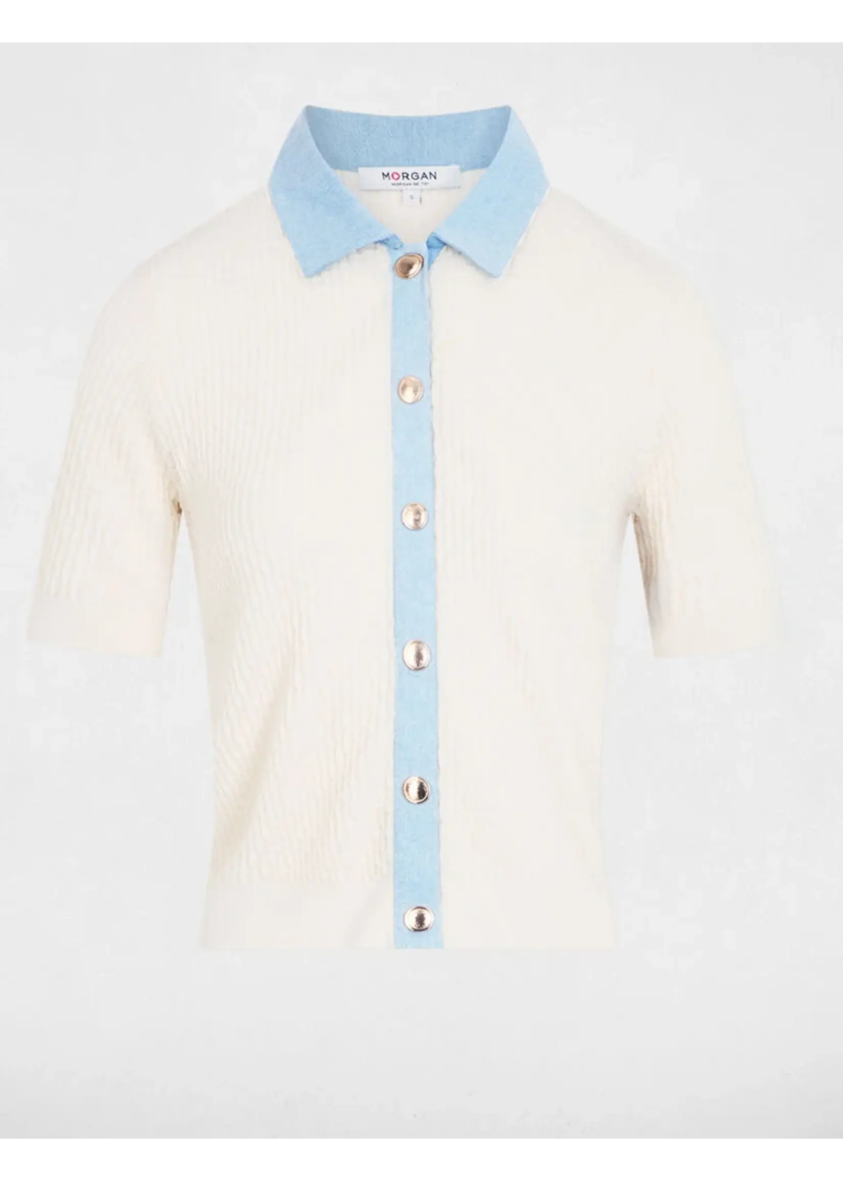 MORGAN VEST SHORT SLEEVE IVOIRE 241-MBIANCA
