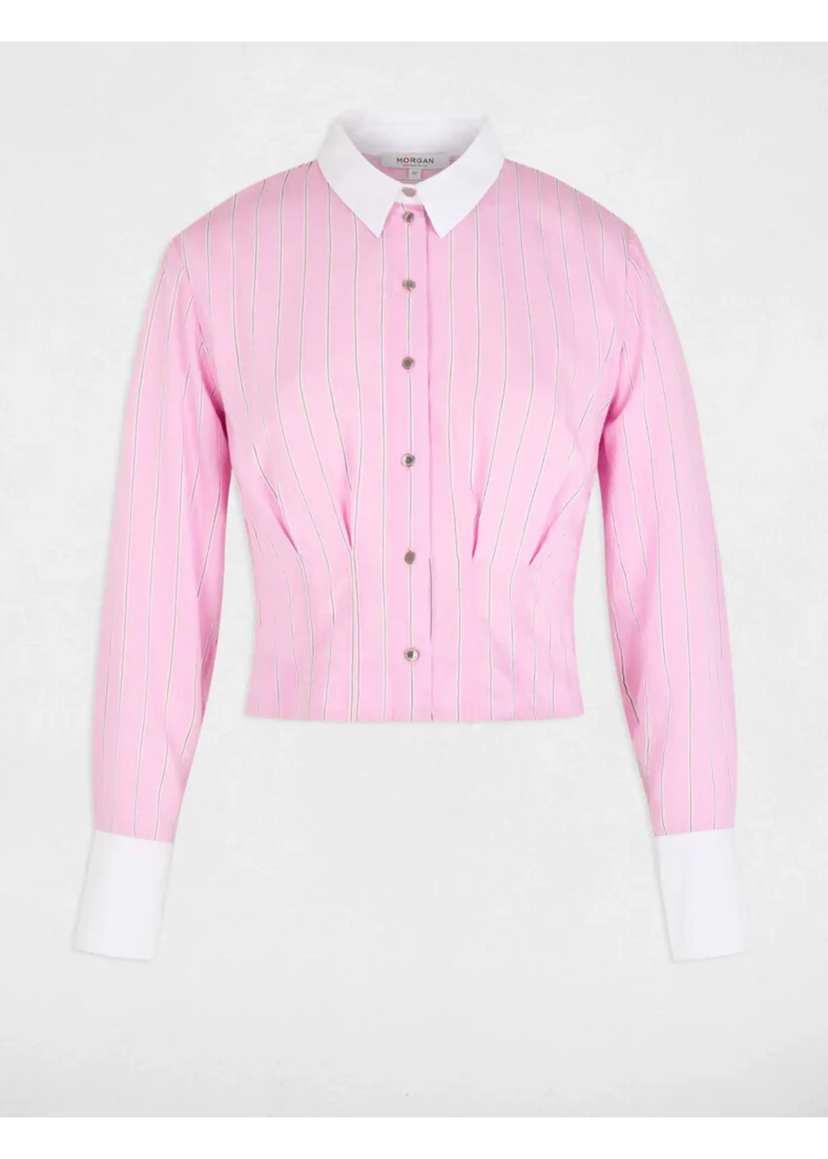 MORGAN BLOUSE PINK BLACK STRIPES 261-CLICK