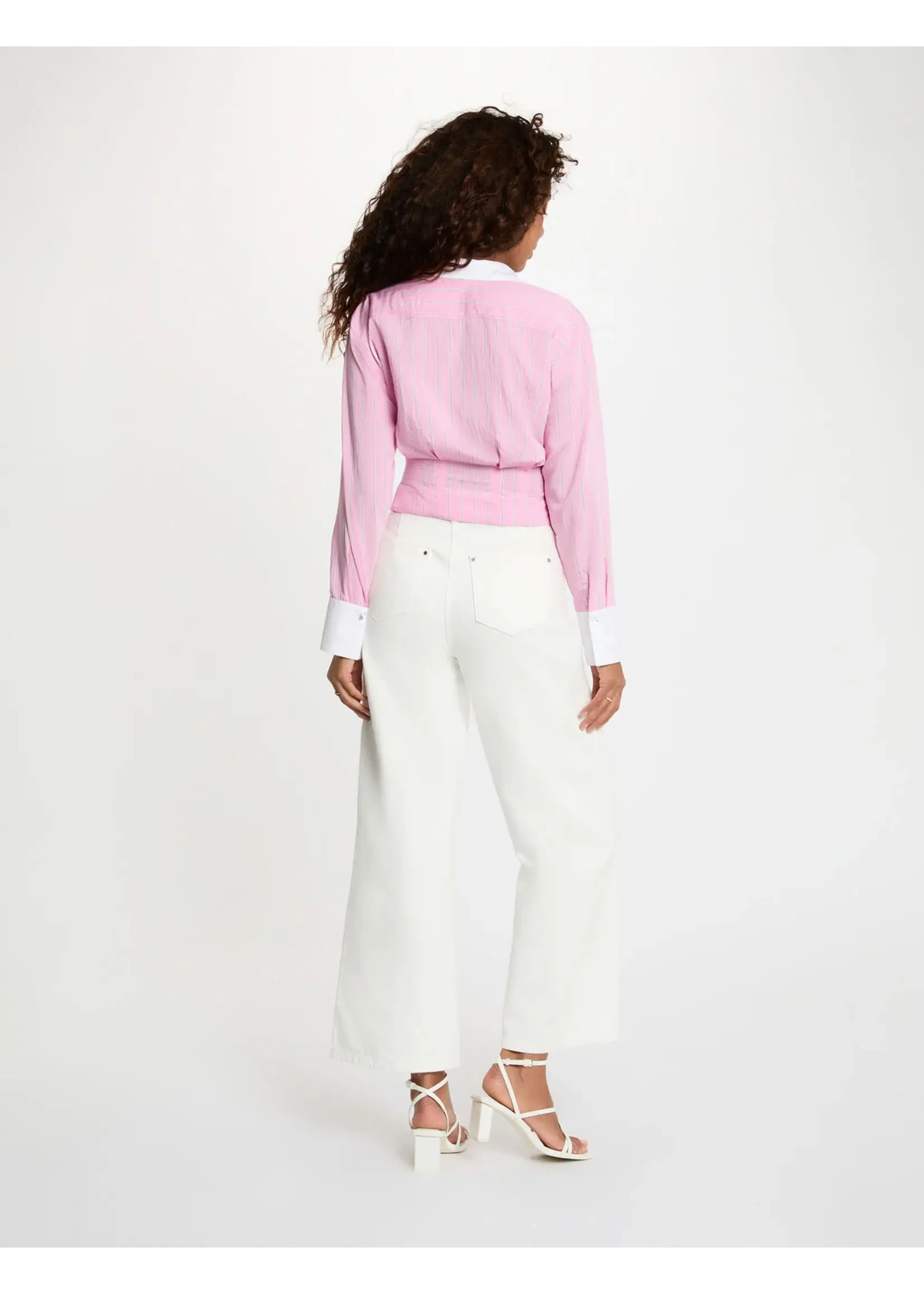 MORGAN BLOUSE PINK BLACK STRIPES 261-CLICK
