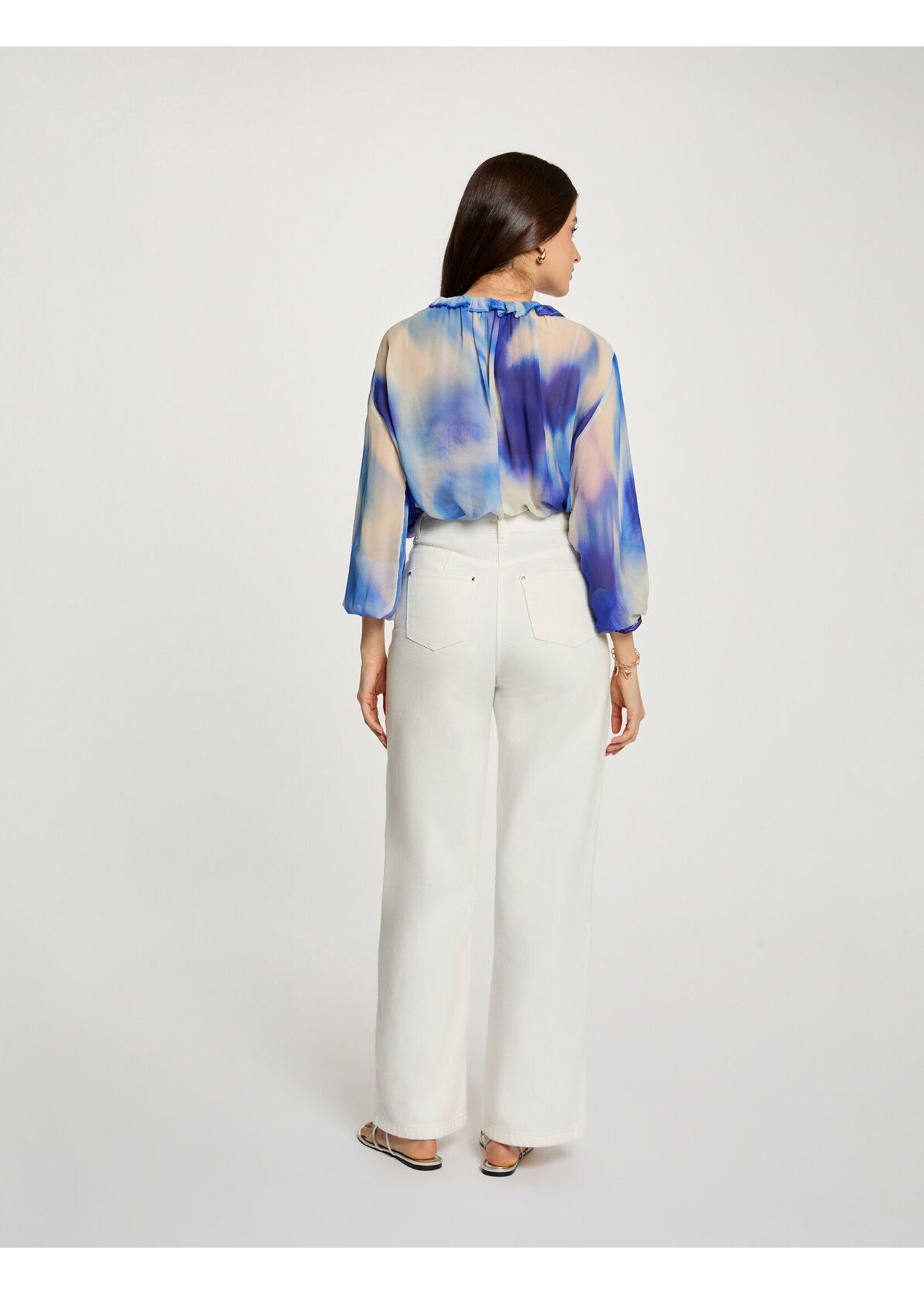 MORGAN BLOUSE WIDE SLEEVE MULTICO BLUE 261-CBORA