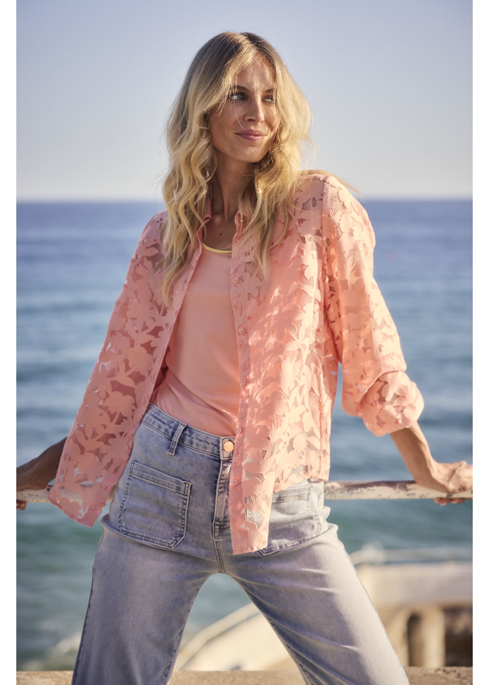 Tramontana BLOUSE AUSBRENNER PEACH INFUSION
