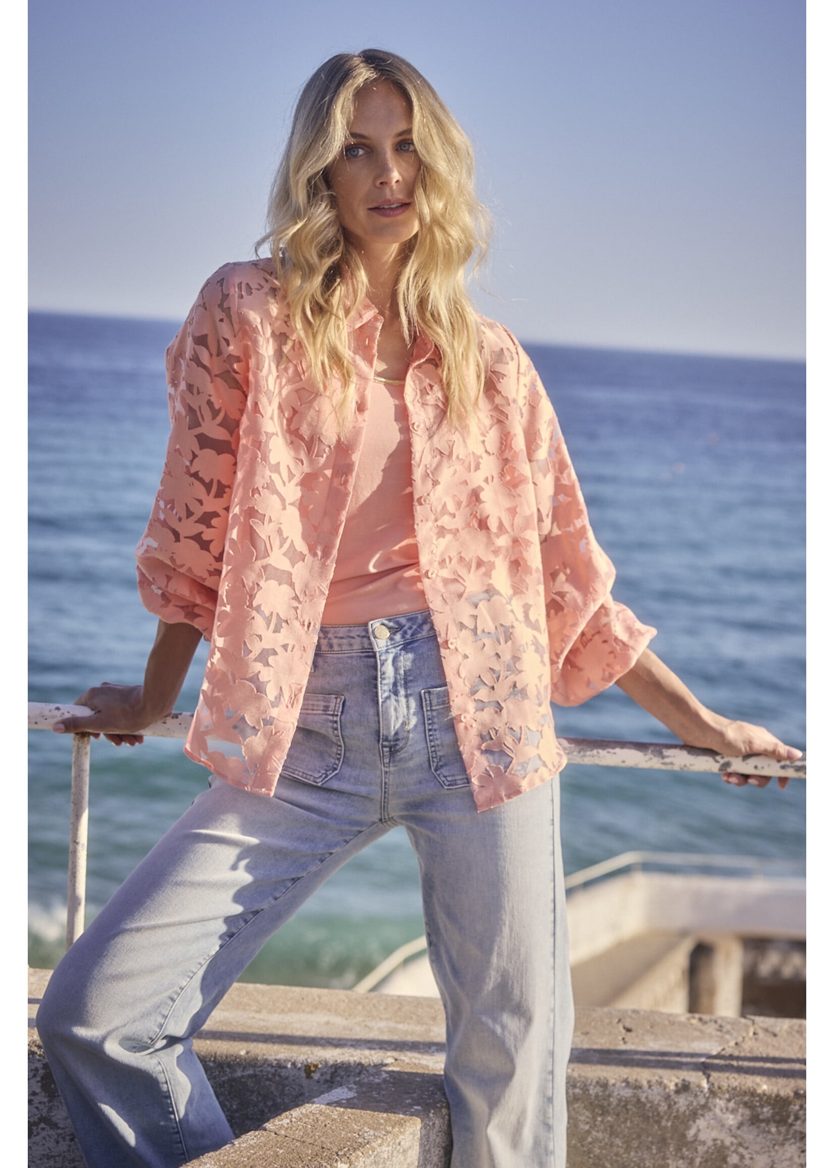 Tramontana BLOUSE AUSBRENNER PEACH INFUSION