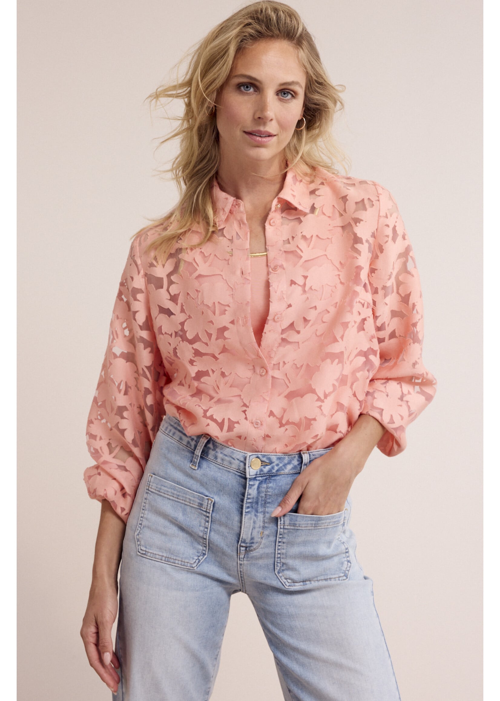 Tramontana BLOUSE AUSBRENNER PEACH INFUSION