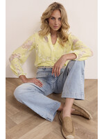 Tramontana BURN-OUT LACE TOP CELERY