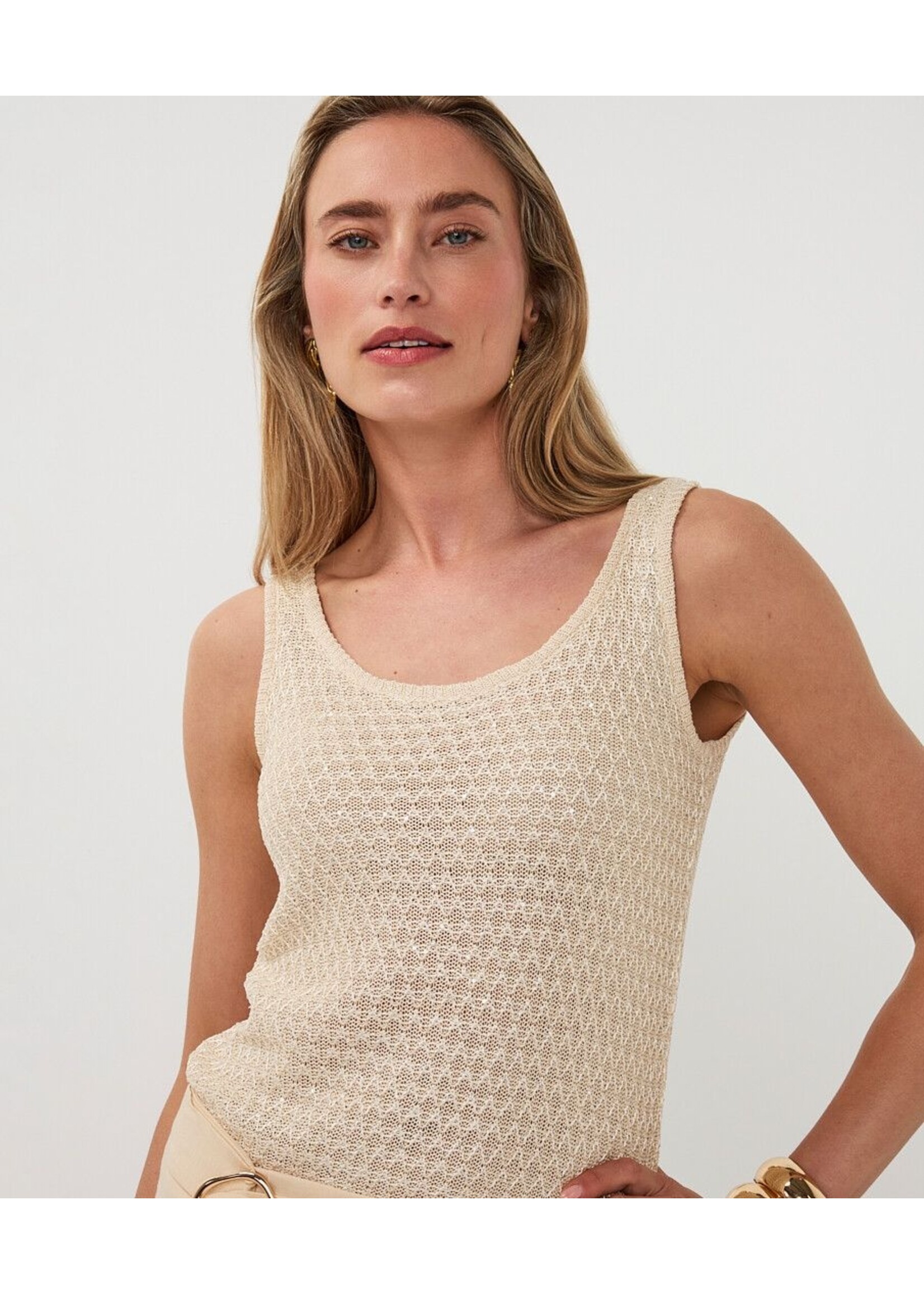 ESQUALO SINGLET KNIT SEQUINS NATURAL HS26.02214