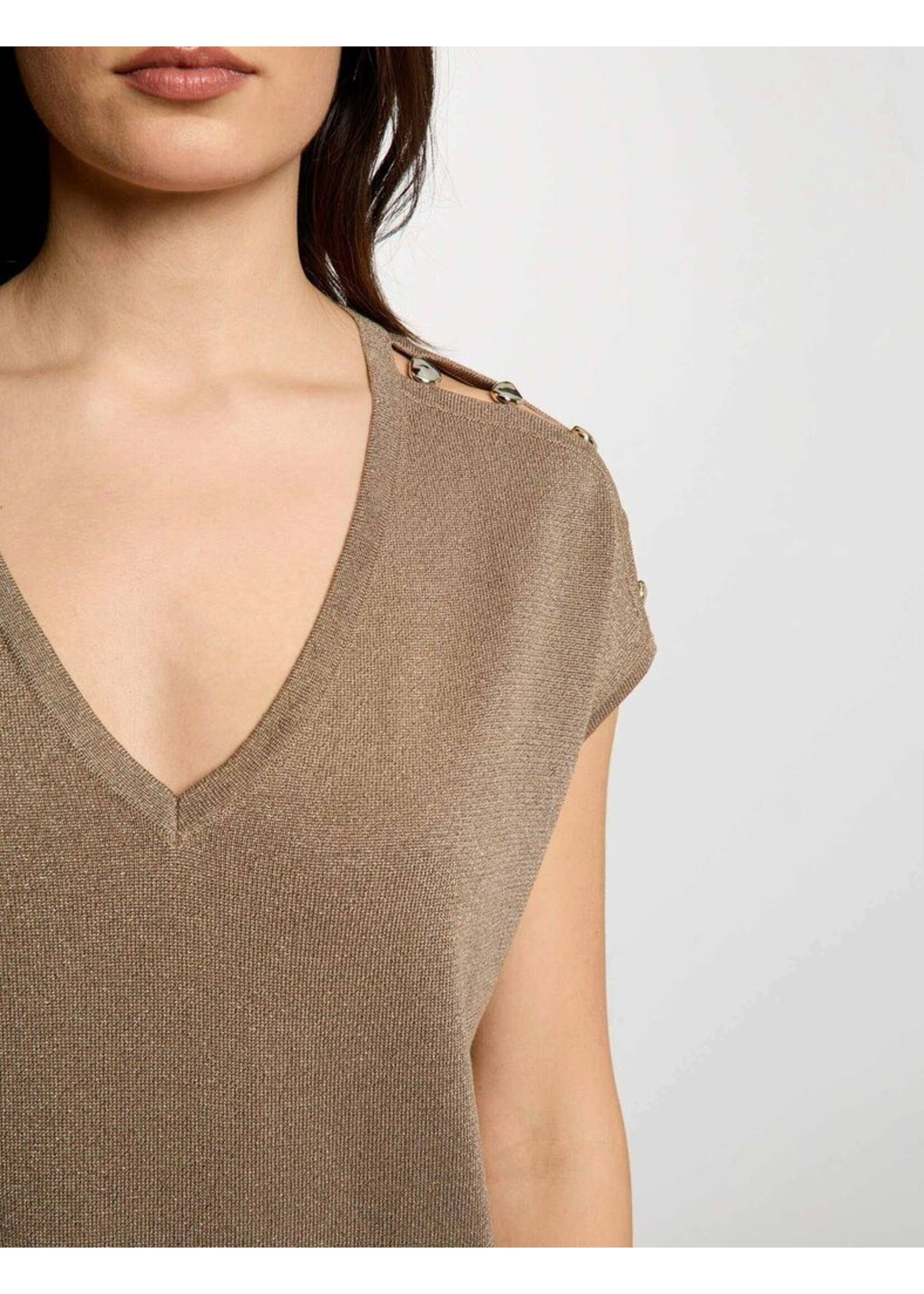 MORGAN OVERSIZE BLOUSE V-NECK TAUPE 262-MRINGO