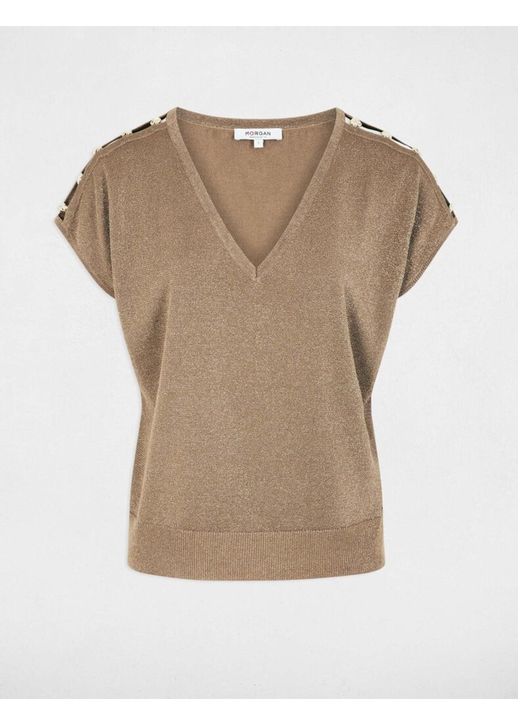 MORGAN OVERSIZE BLOUSE V-NECK TAUPE 262-MRINGO