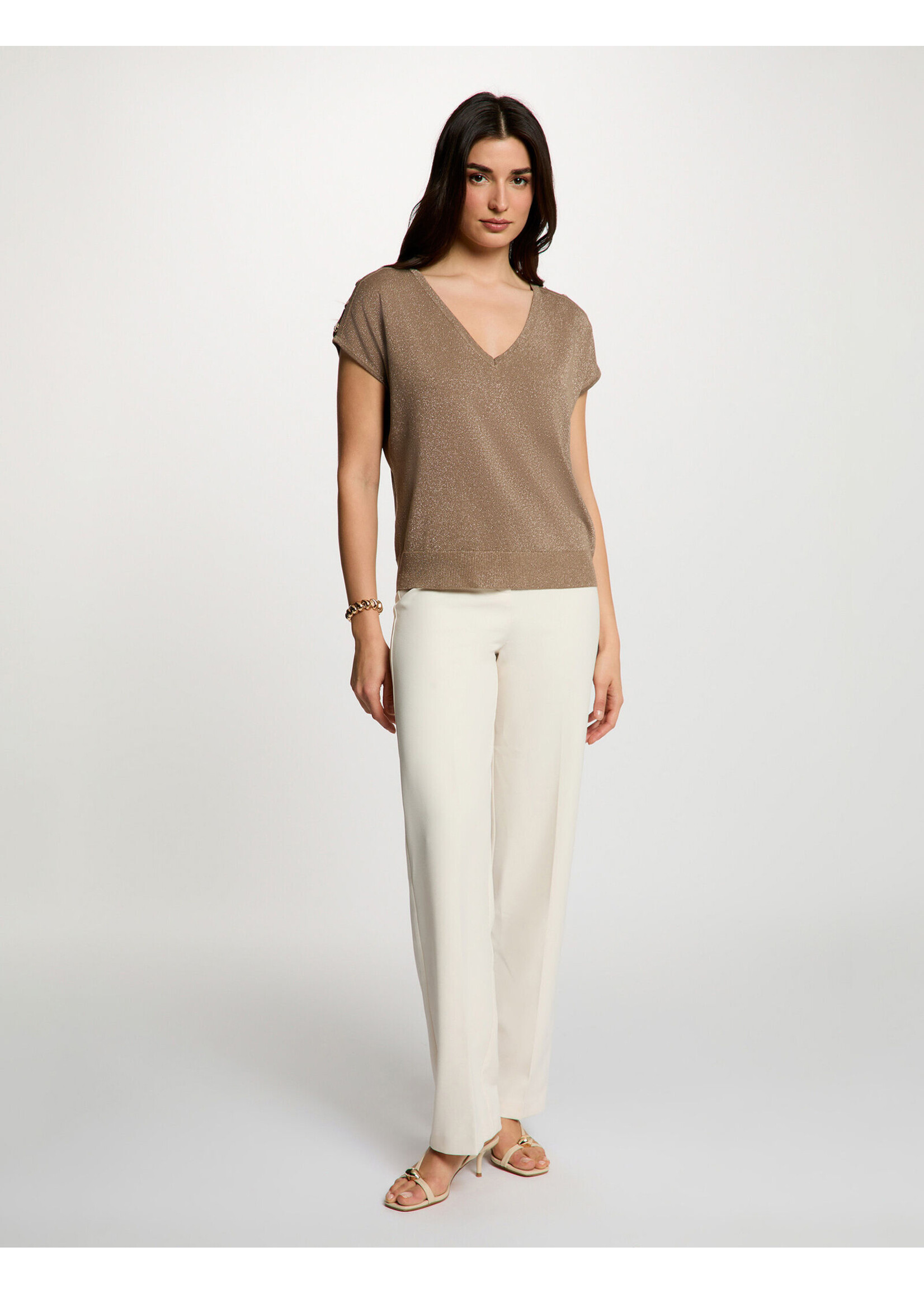 MORGAN OVERSIZE BLOUSE V-NECK TAUPE 262-MRINGO