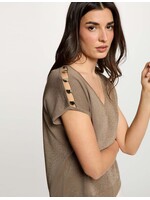 MORGAN OVERSIZE BLOUSE V-NECK TAUPE