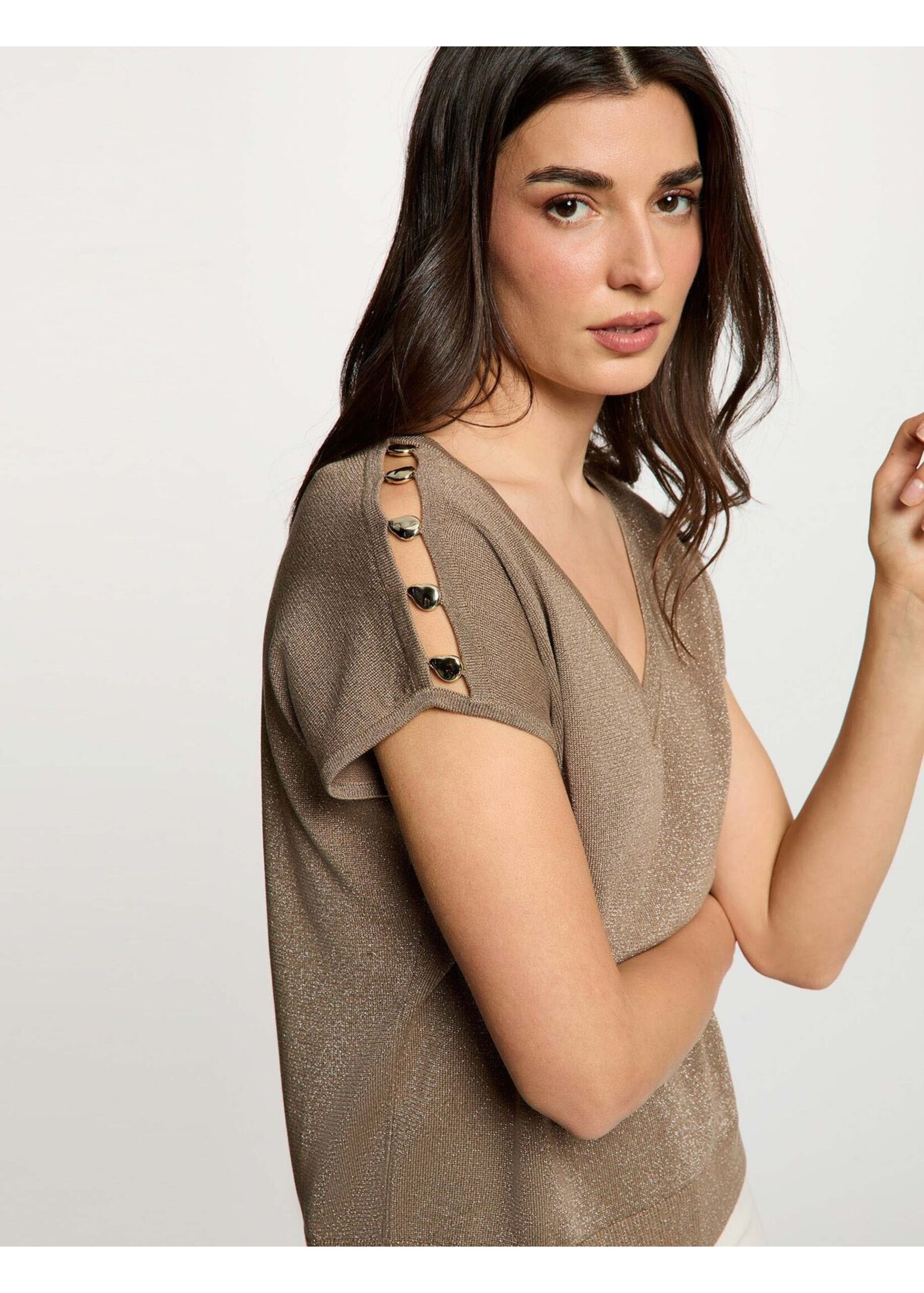 MORGAN OVERSIZE BLOUSE V-NECK TAUPE 262-MRINGO