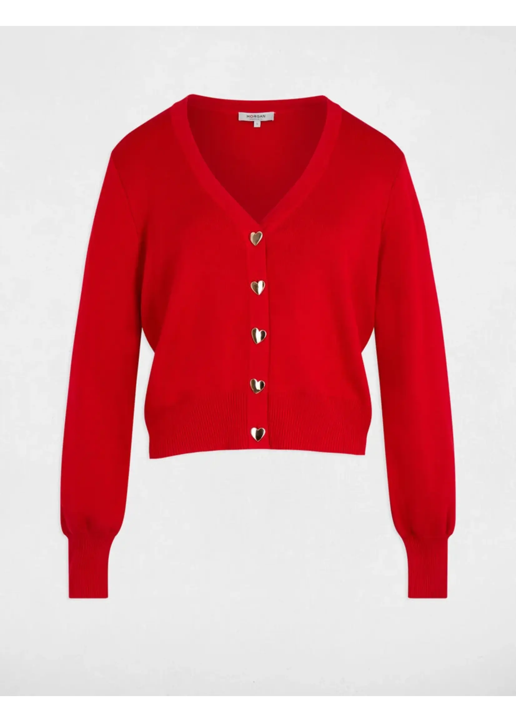 MORGAN CARDIGAN HART BUTTON RED 261-MLIKE