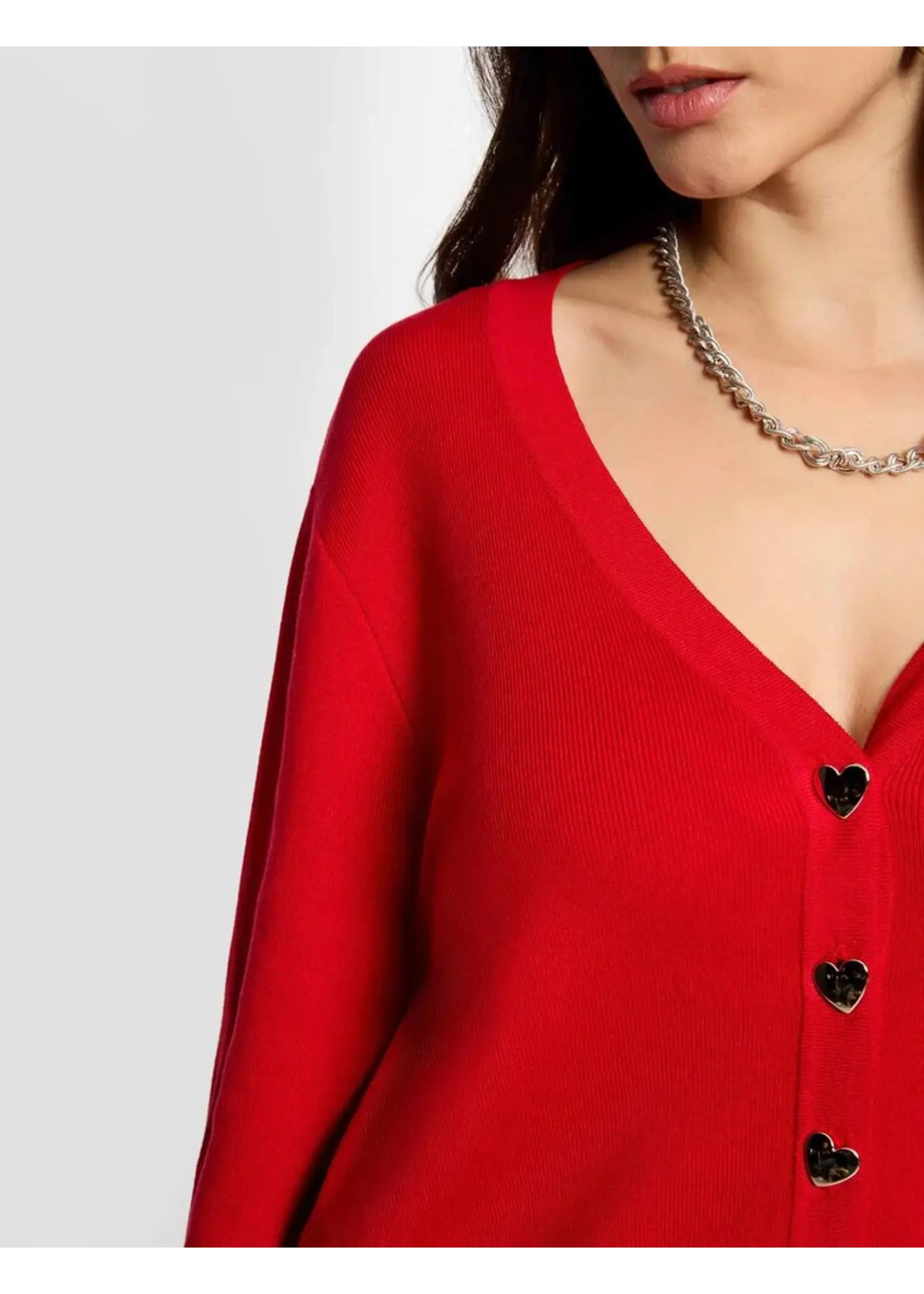 MORGAN CARDIGAN HART BUTTON RED 261-MLIKE
